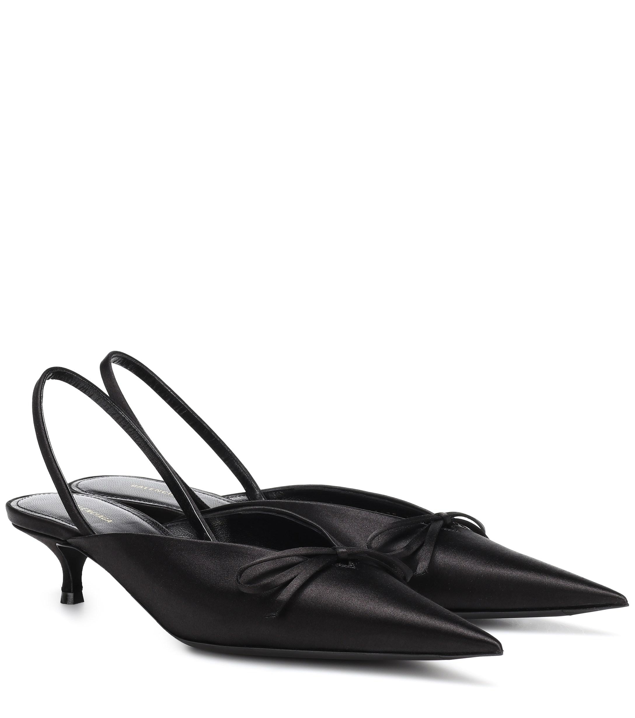 Balenciaga Knife Sling-back Leather Kitten Heel Pumps in Black | Lyst