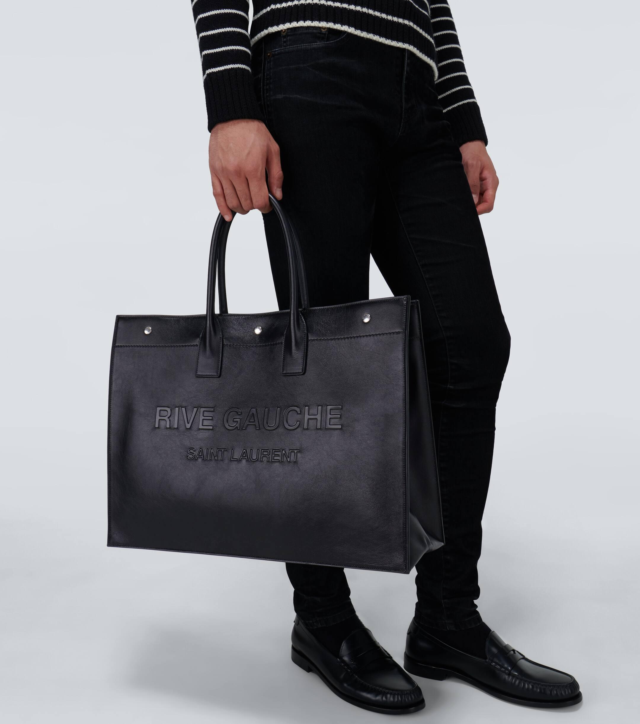 Saint Laurent Rive Gauche Leather Tote Bag in Black for Men Lyst UK