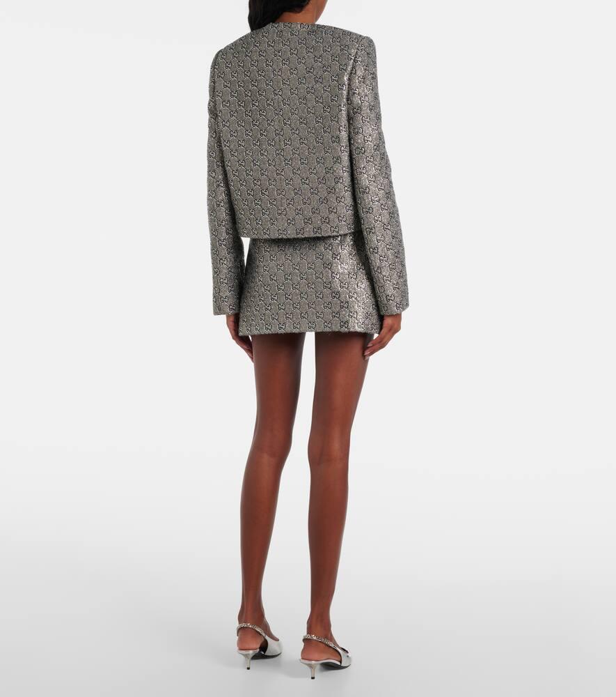 スカート GUCCI LAME MINISKIRT Gucci Gg Lame Miniskirt in Gray | Lyst