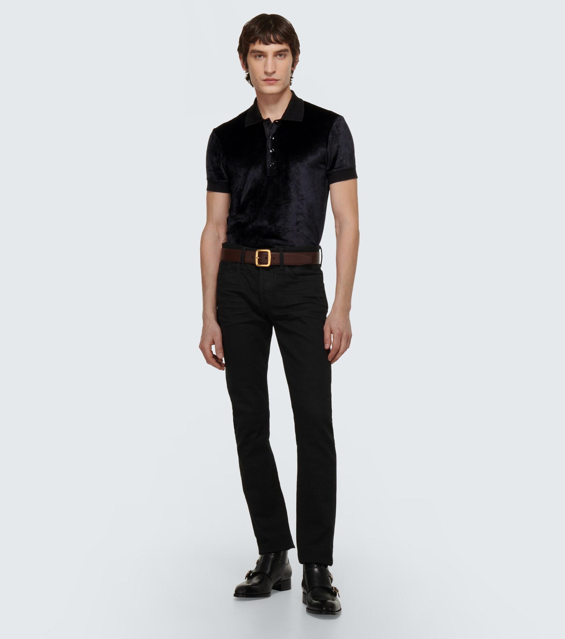 Tom Ford Fluid Velour Polo in Black for Men | Lyst