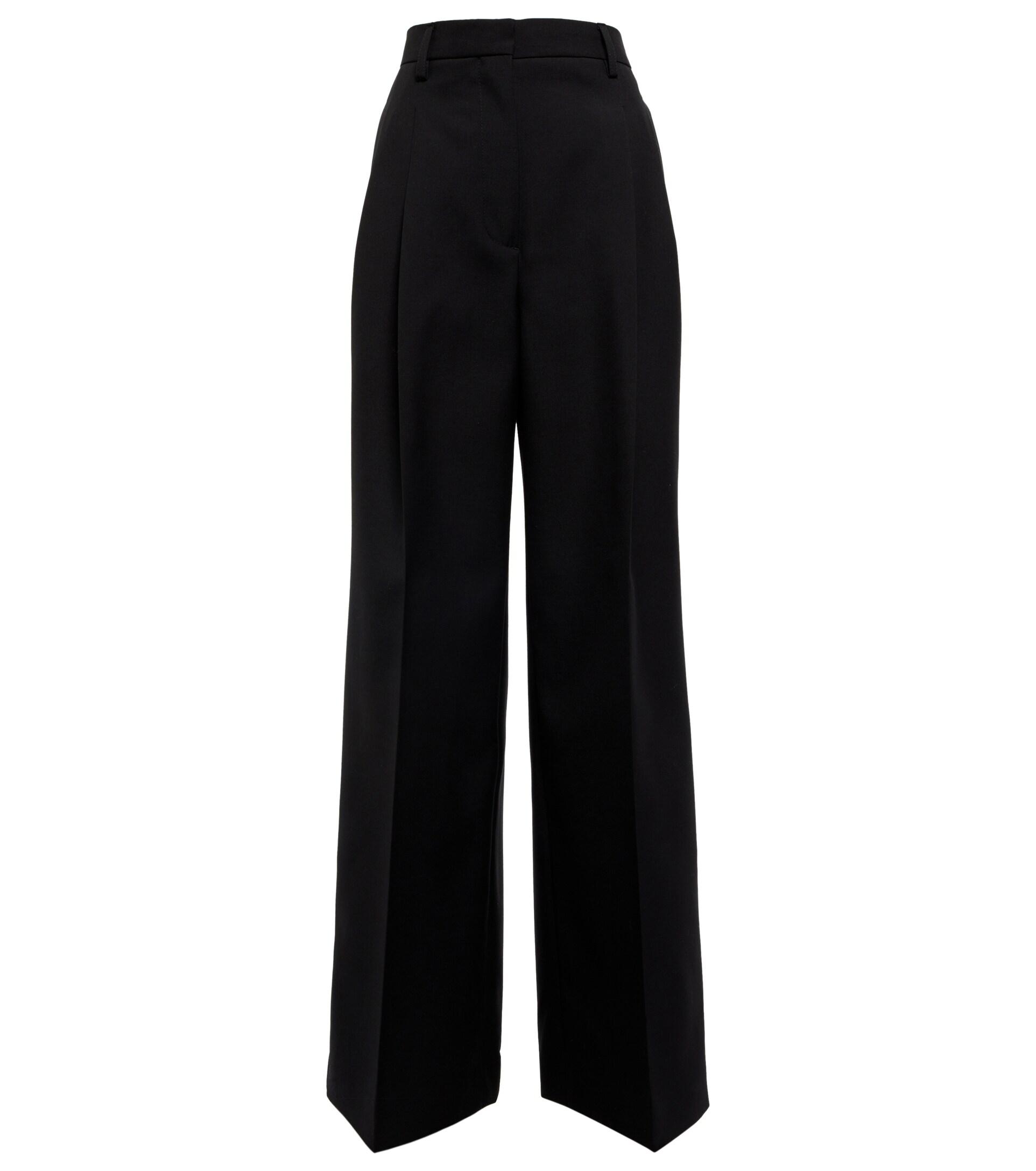Burberry Madge High-rise Wide-leg Wool Pants in Black | Lyst