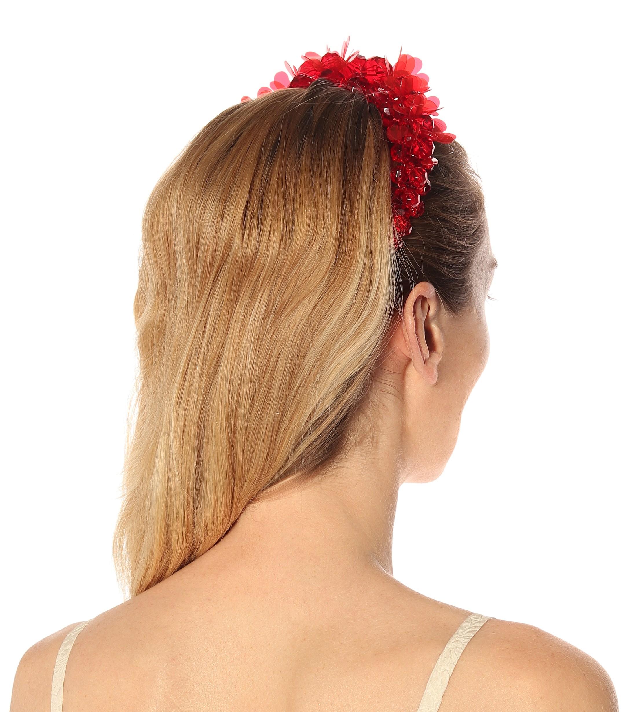 Simone Rocha Floral Appliqué Hair Band in Red - Lyst