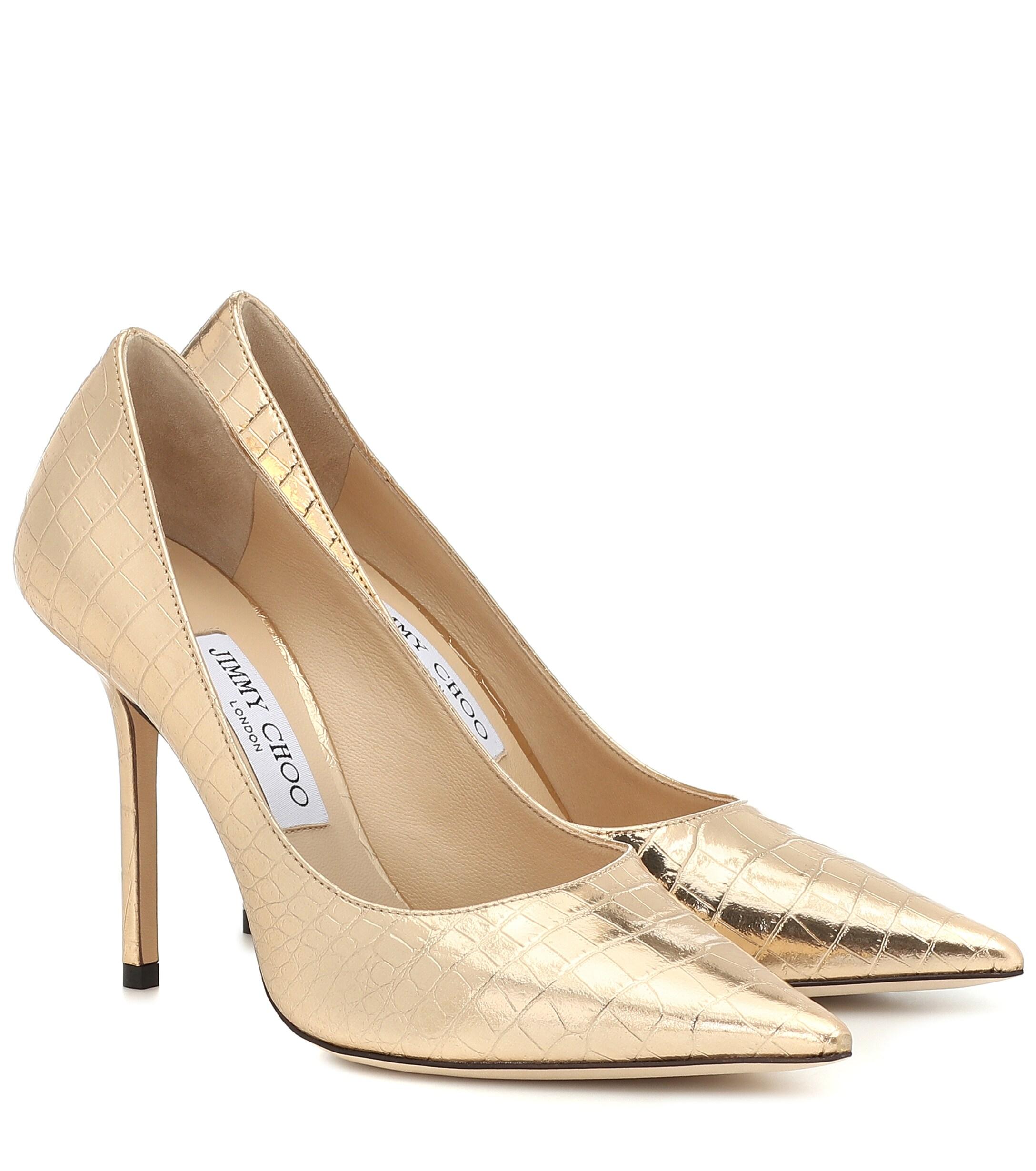 jimmy choo gold pumps