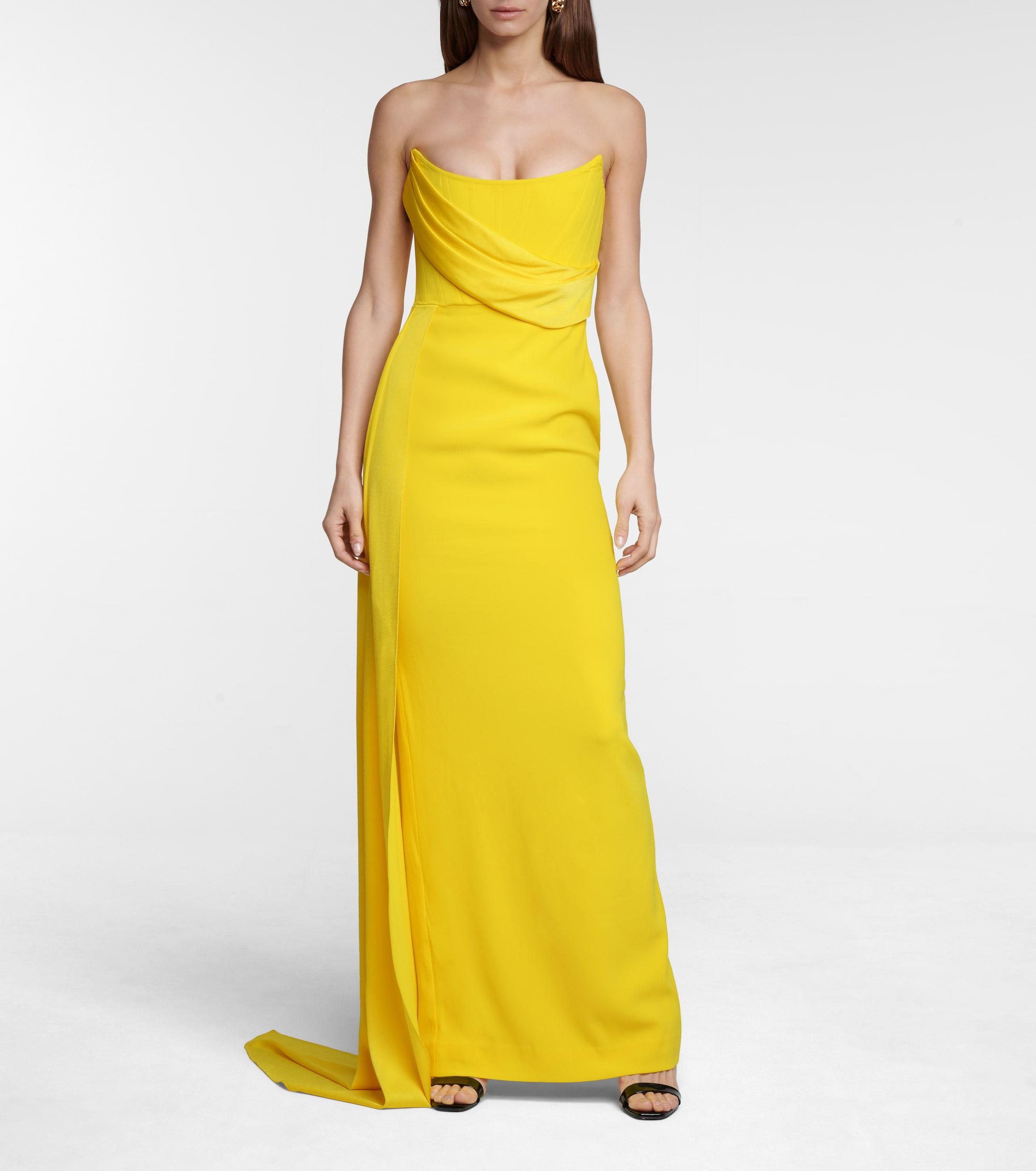 alex perry kirby strapless crepe column draped gown