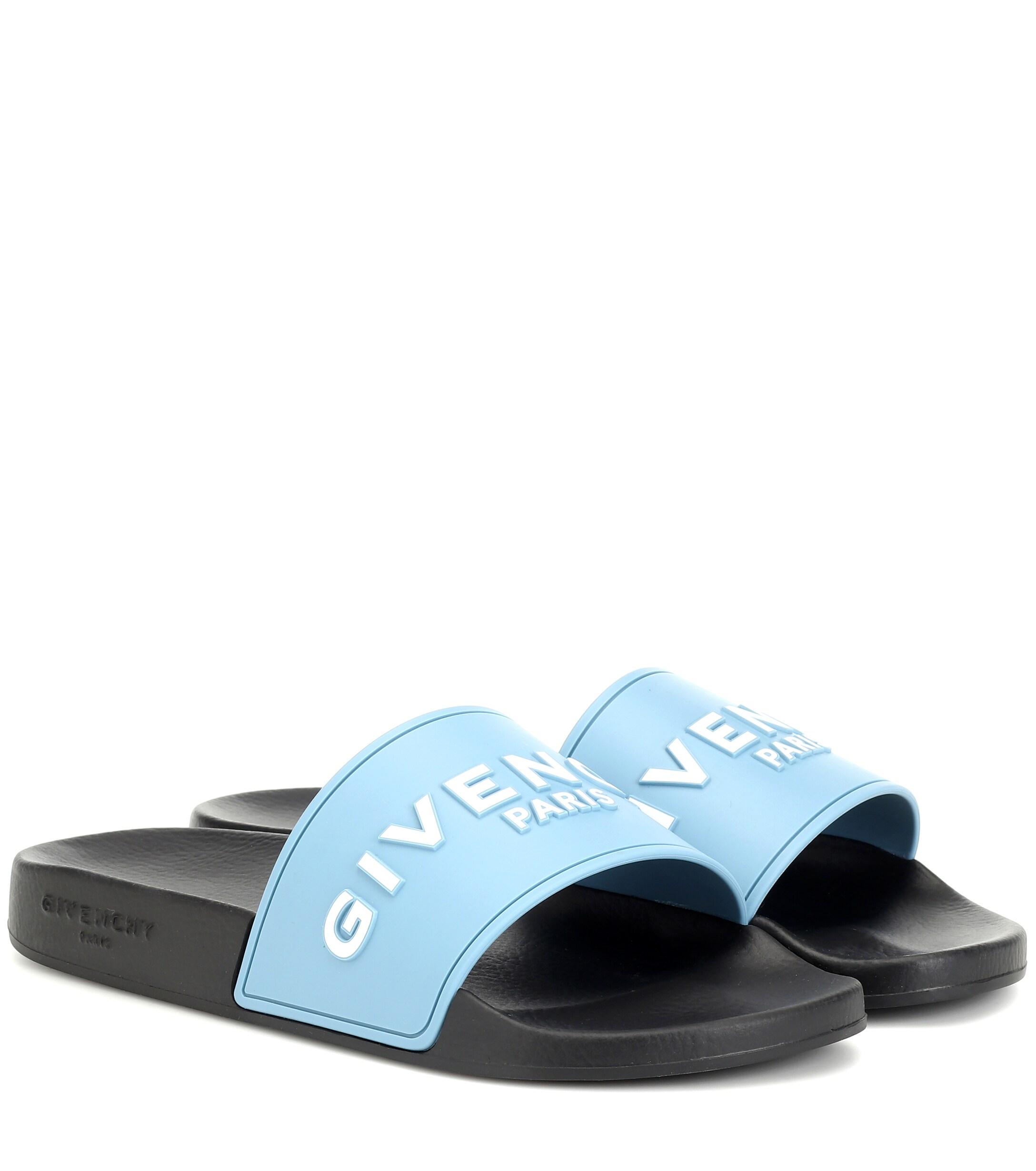 Givenchy Sky Blue Rubber Slide Sandals 
