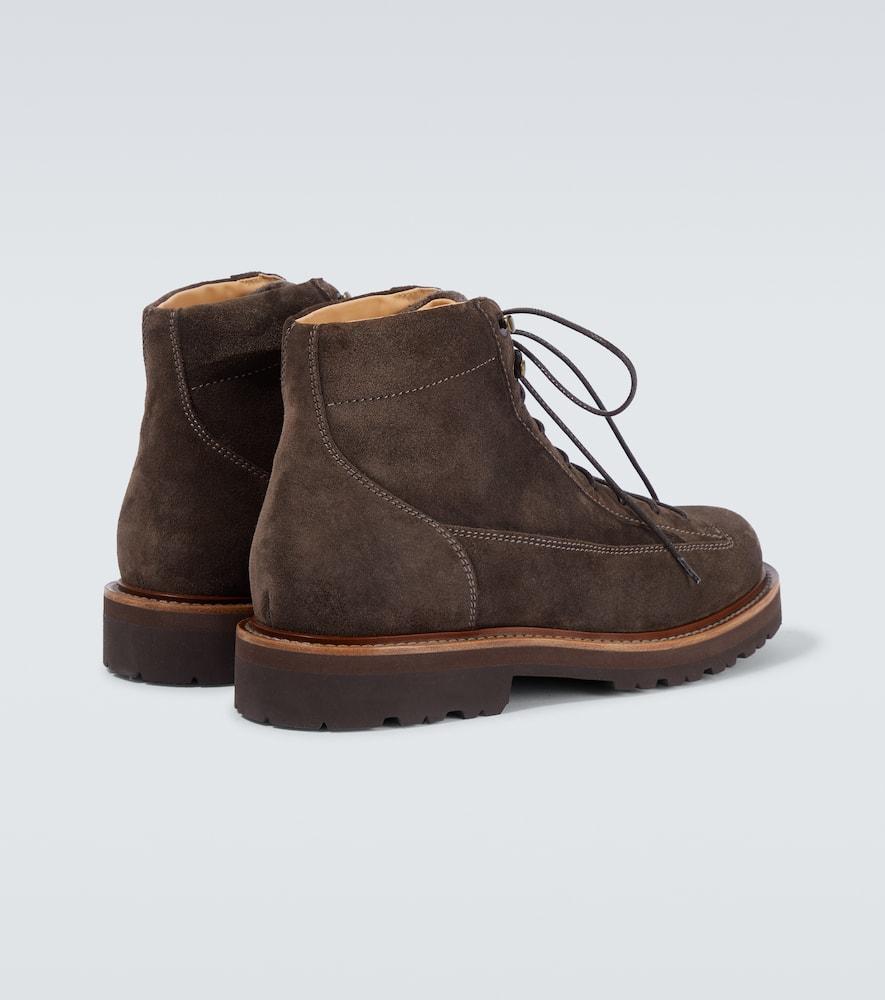 Bottes Combat Brunello Cucinelli En Cuir Souple Marron Grainé - Taille 44