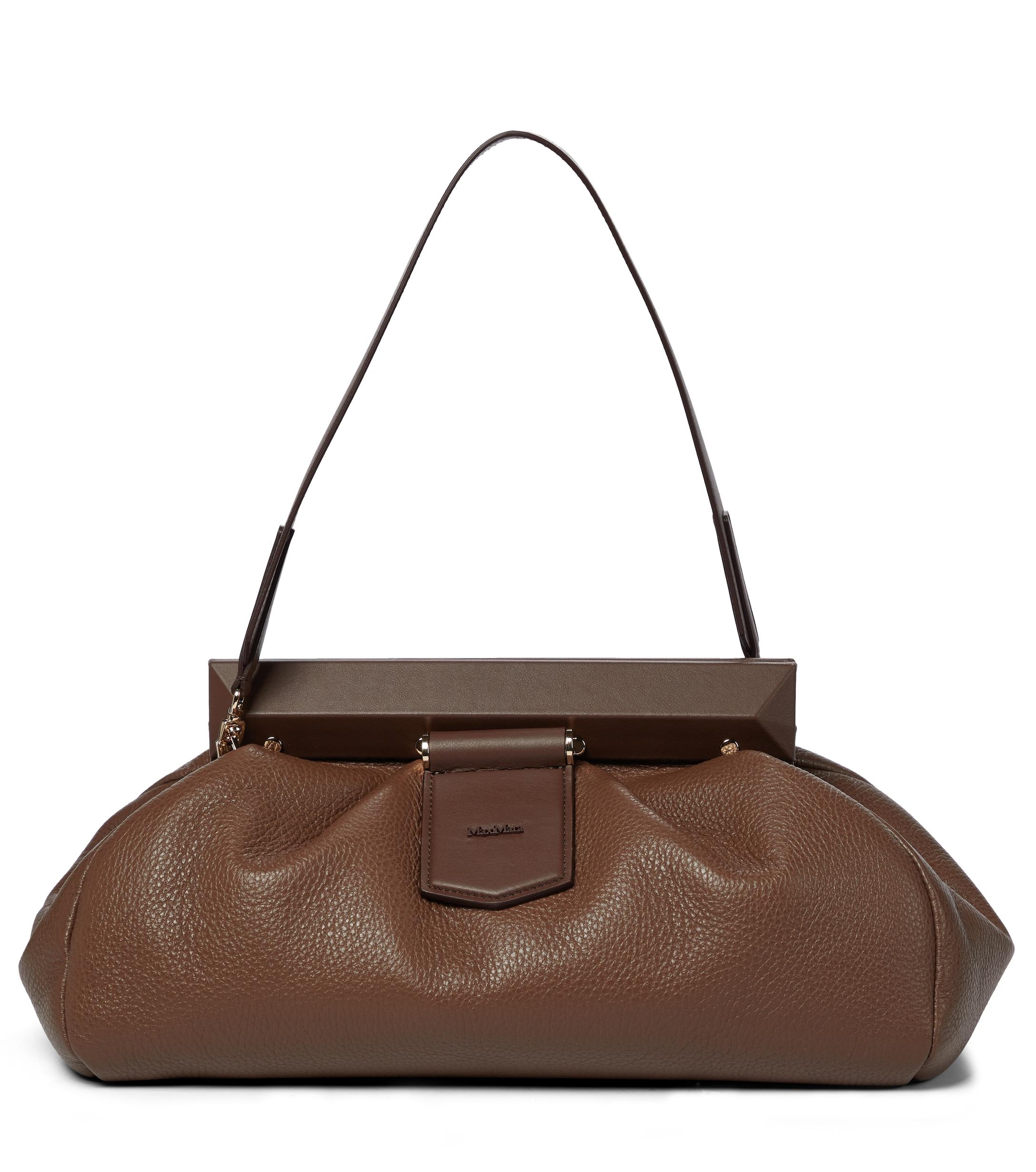 Max Mara Roma Leather Clutch in Brown | Lyst Australia