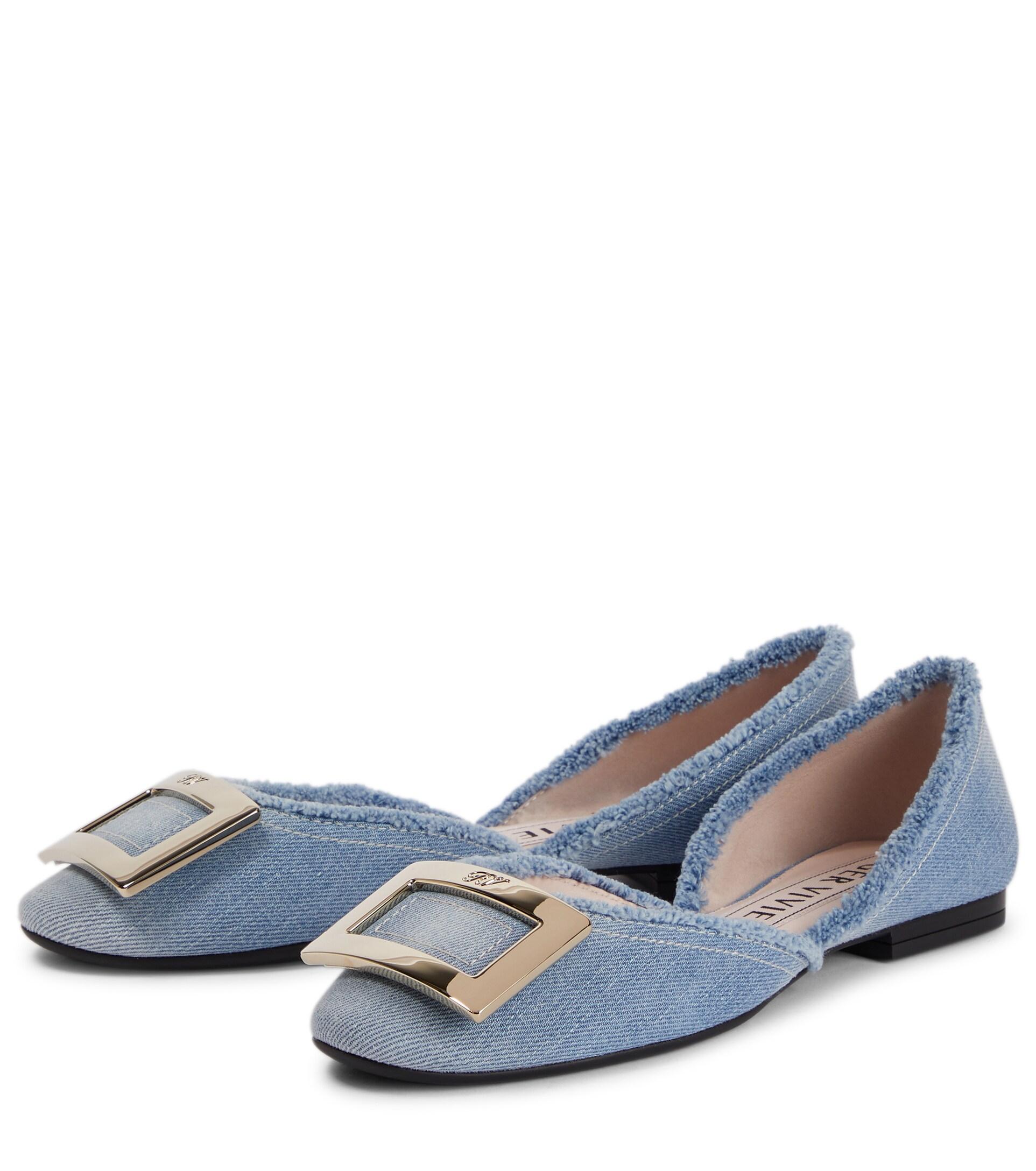 Roger Vivier D'orsay Denim Ballet Flats in Blue | Lyst