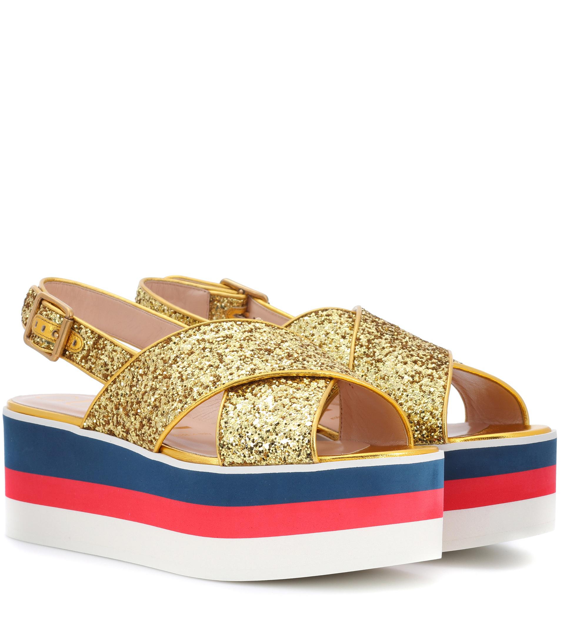 gucci glitter platform sandals