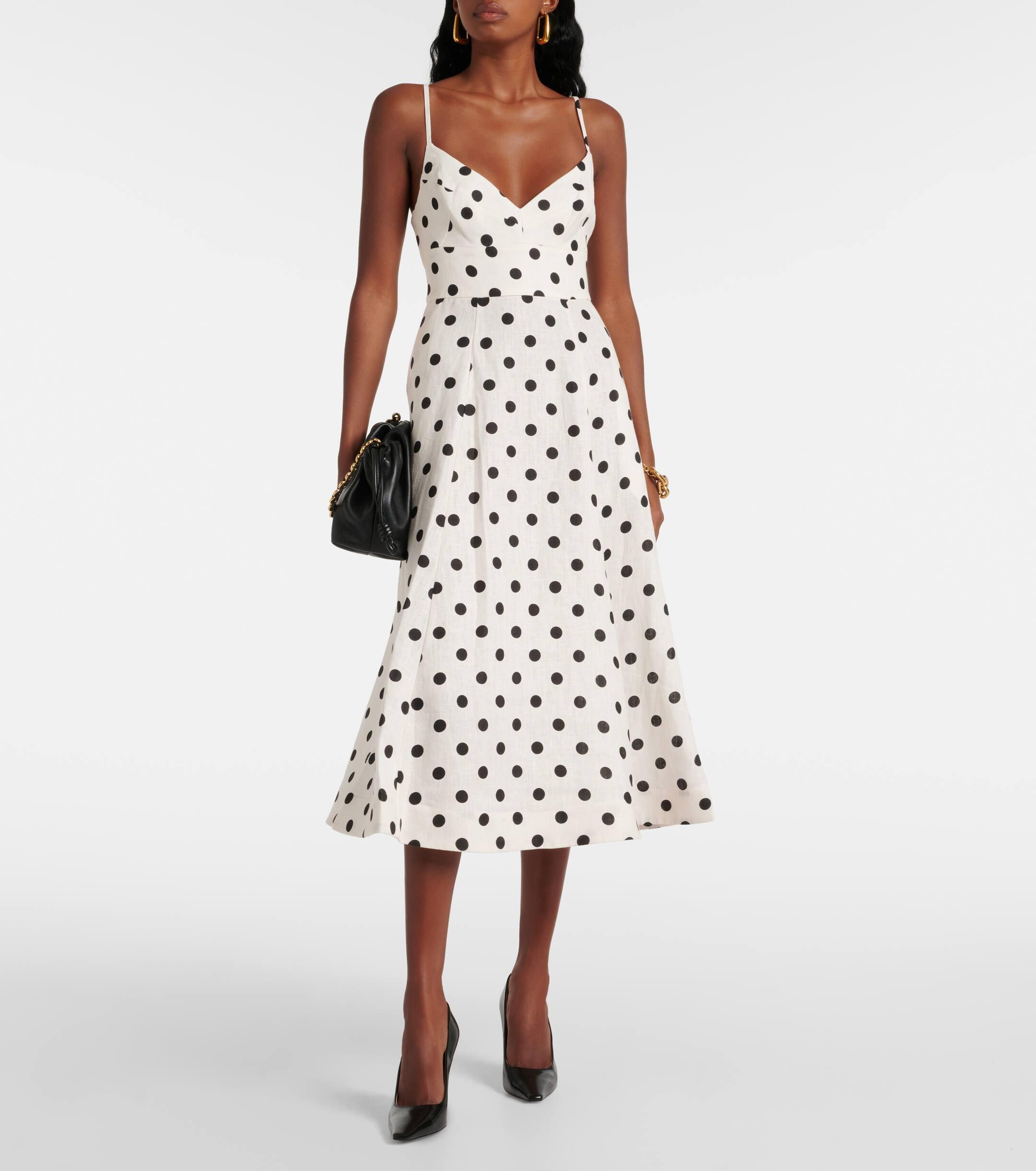 Polka dot linen dress hot sale
