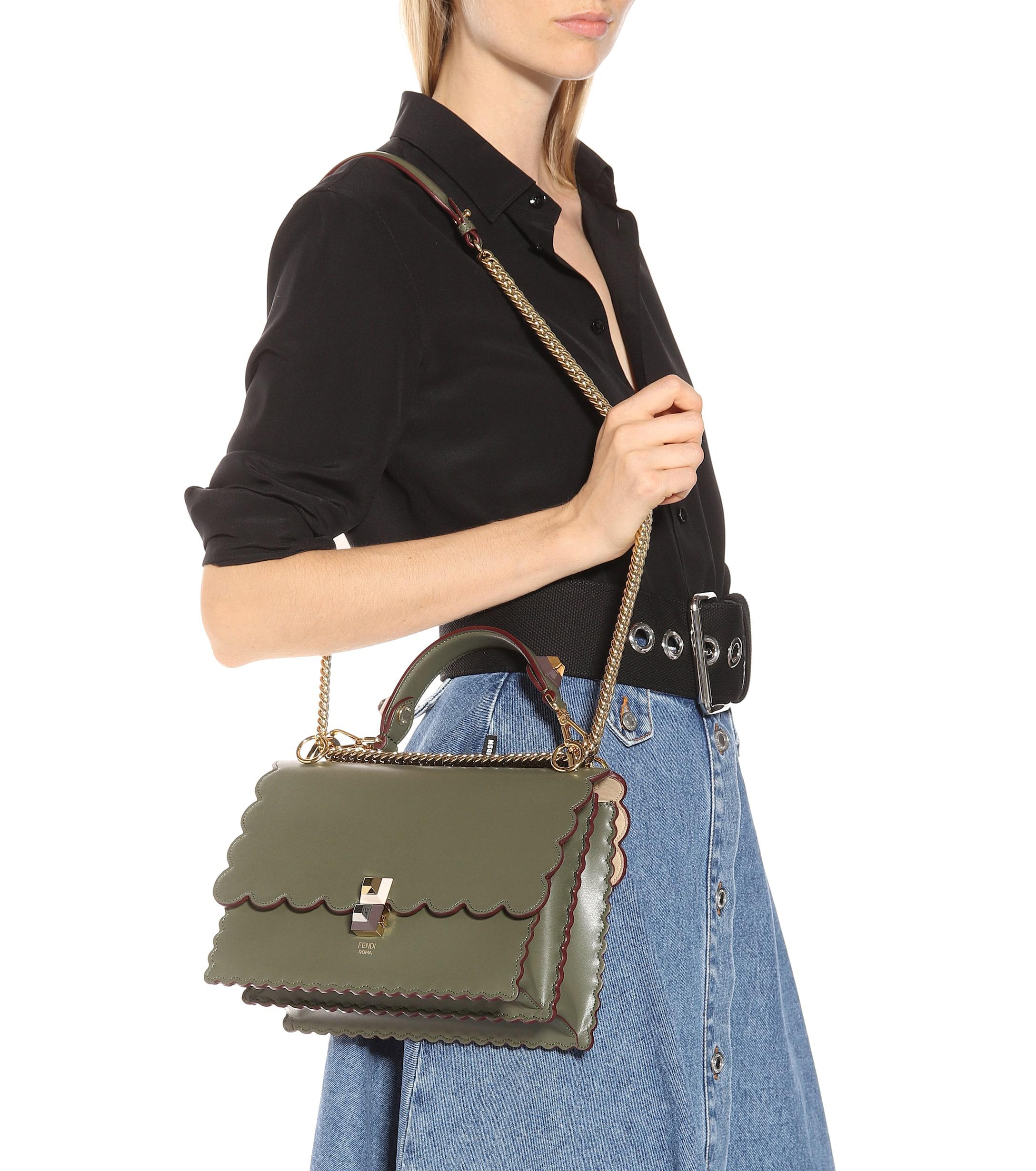 fendi kan i leather shoulder bag