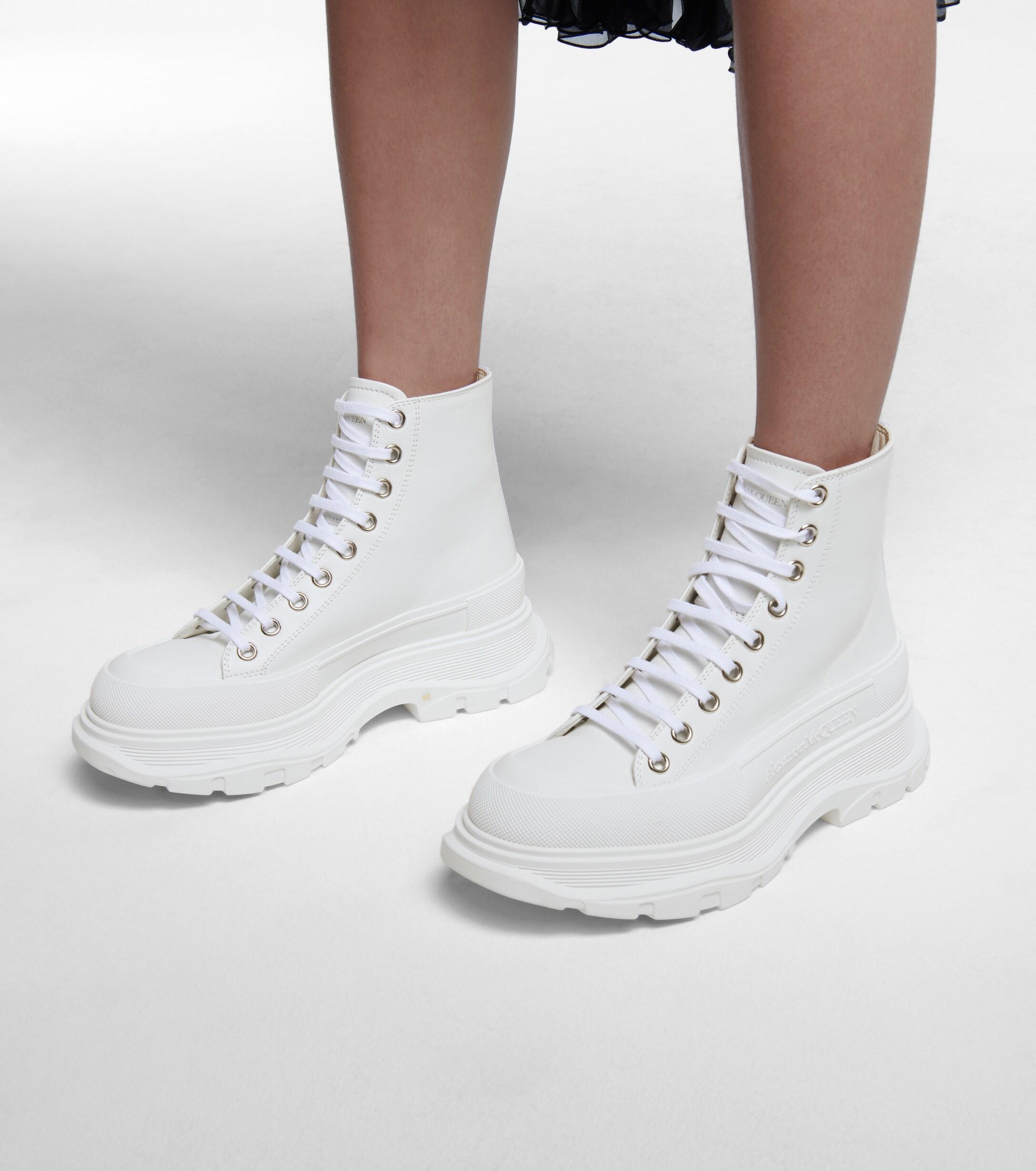 alexander mcqueen puffer tread slick ankle boots