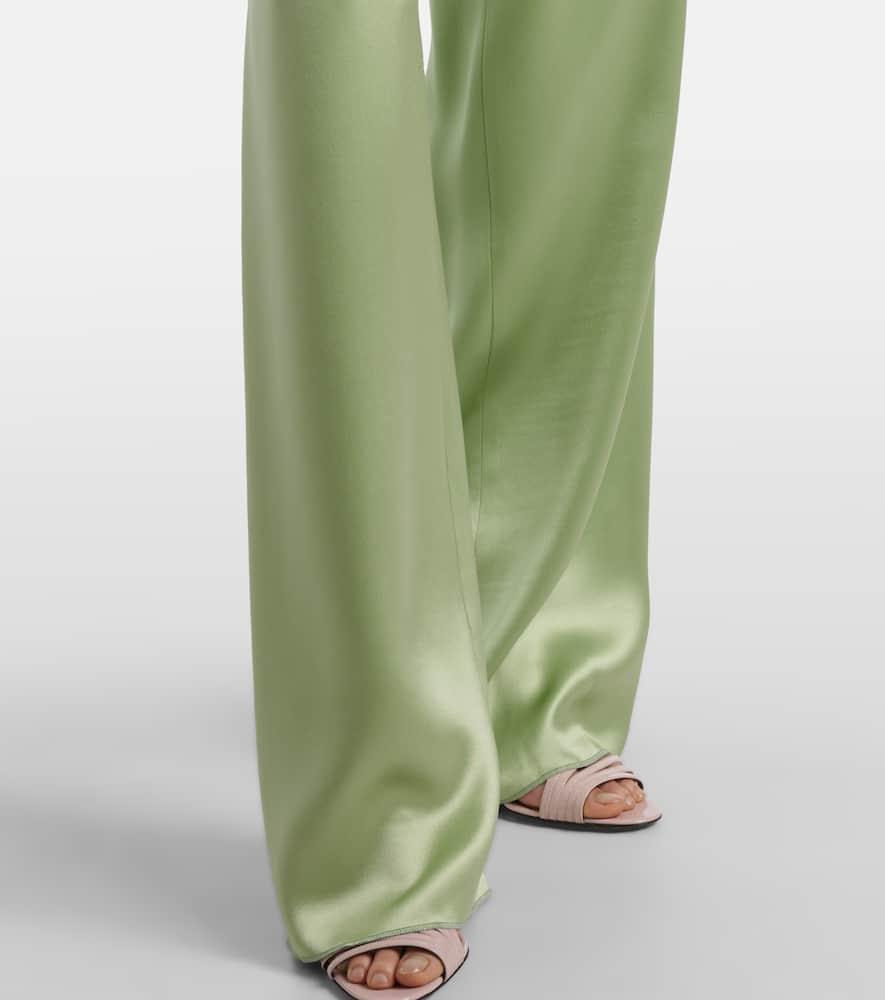 Valentino High-Rise Silk Duchesse Wide-Leg Pants in Green Lyst UK