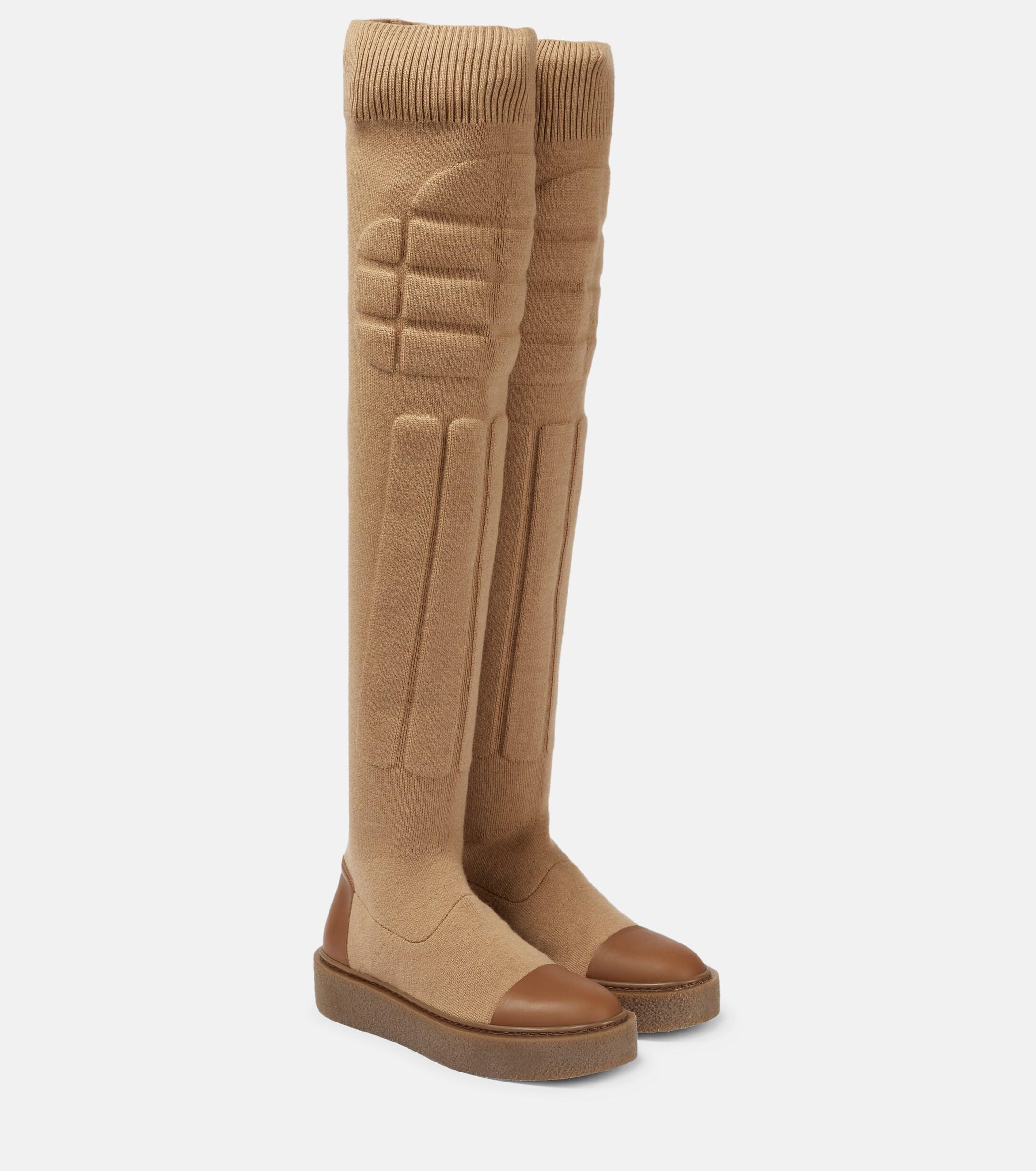 Max Mara Woolin Knit Over-the-knee Boots in Brown | Lyst Canada