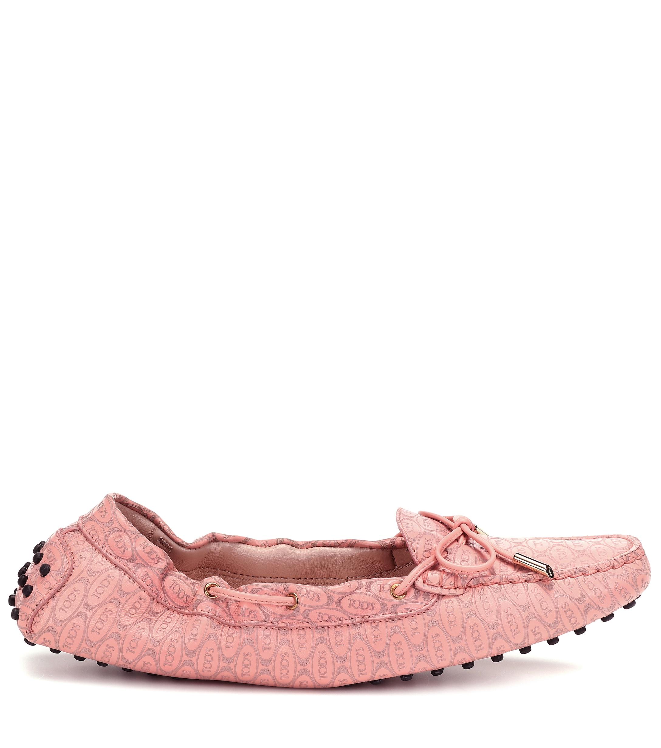 Tod's Gommino Leather Moccasins in Pink - Lyst