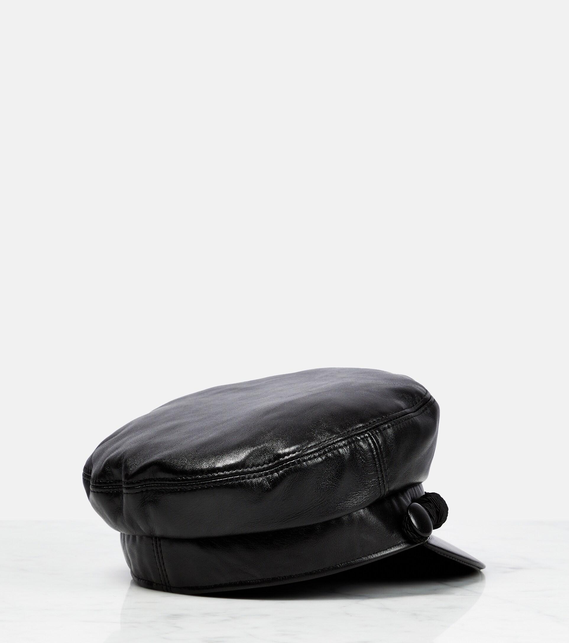 Saint Laurent Leather Baker Boy Cap in Black | Lyst