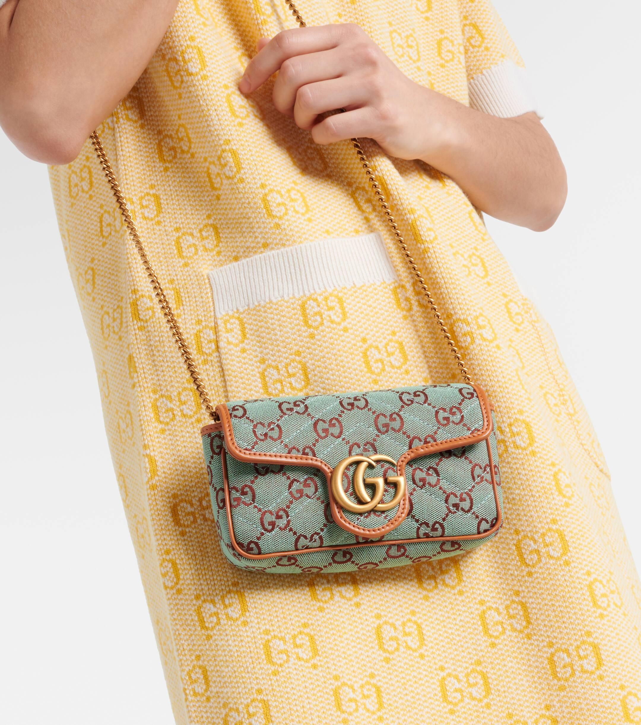 Gucci GG Marmont Super Mini Canvas Shoulder Bag in Metallic Lyst UK