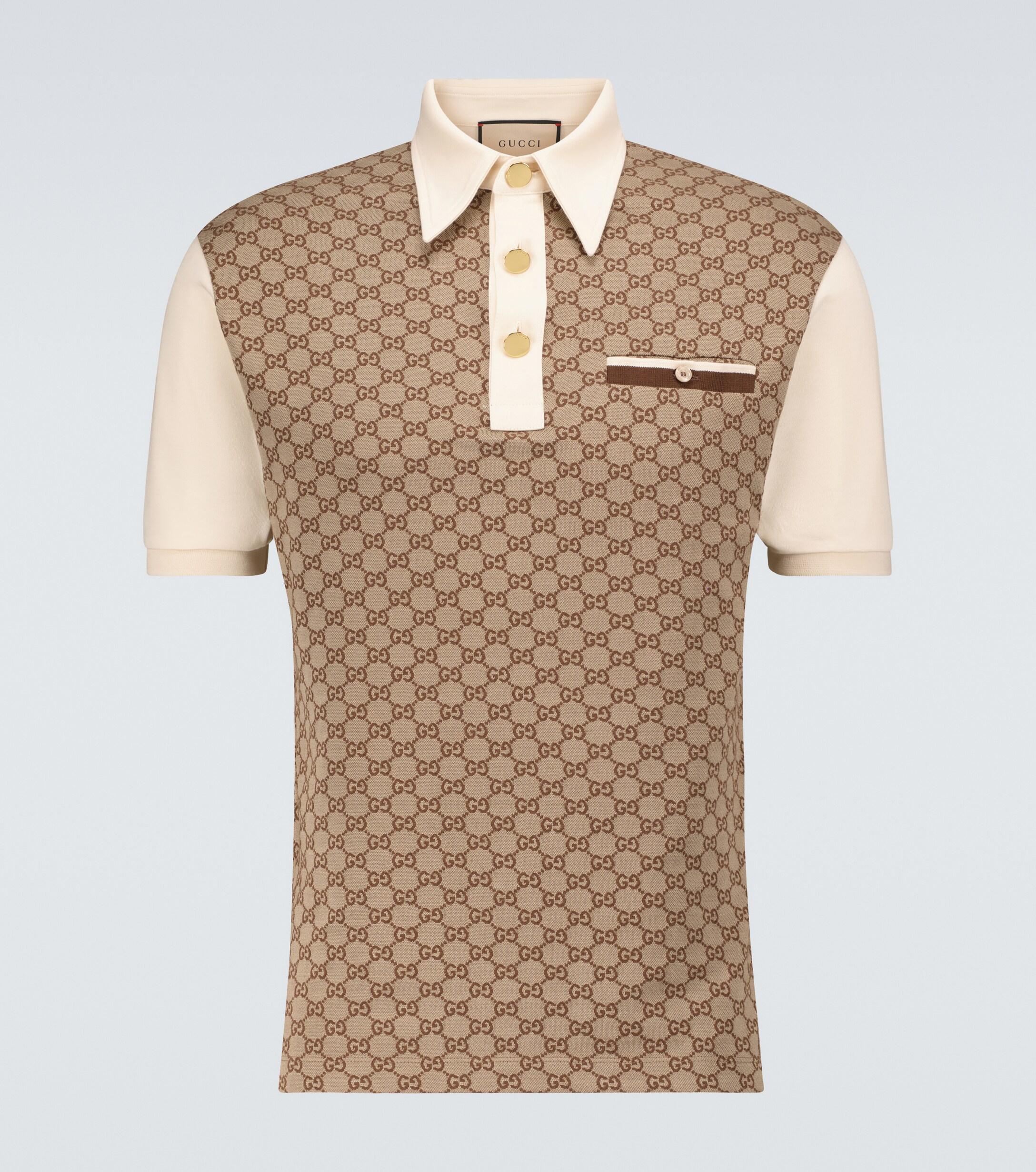 Gucci GG Silk And Cotton Jacquard Polo Shirt in Natural for Men | Lyst