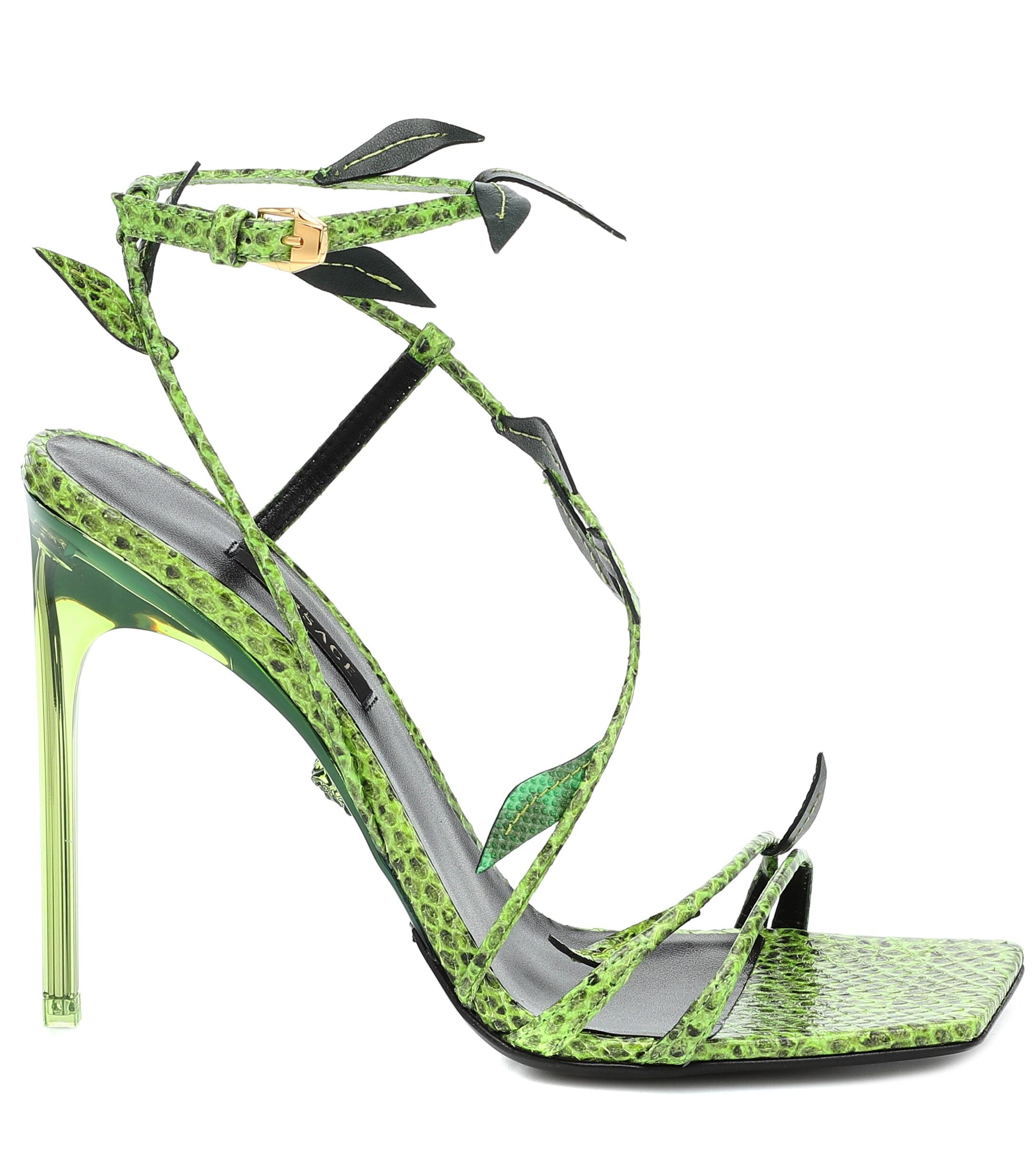 Versace Snakeskin Sandals in Green | Lyst