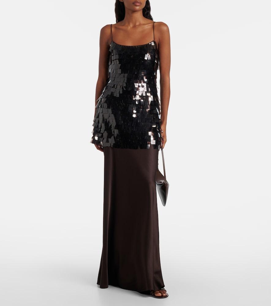 staud brown sequin dress Staud brown strapless sequin dress by Staud