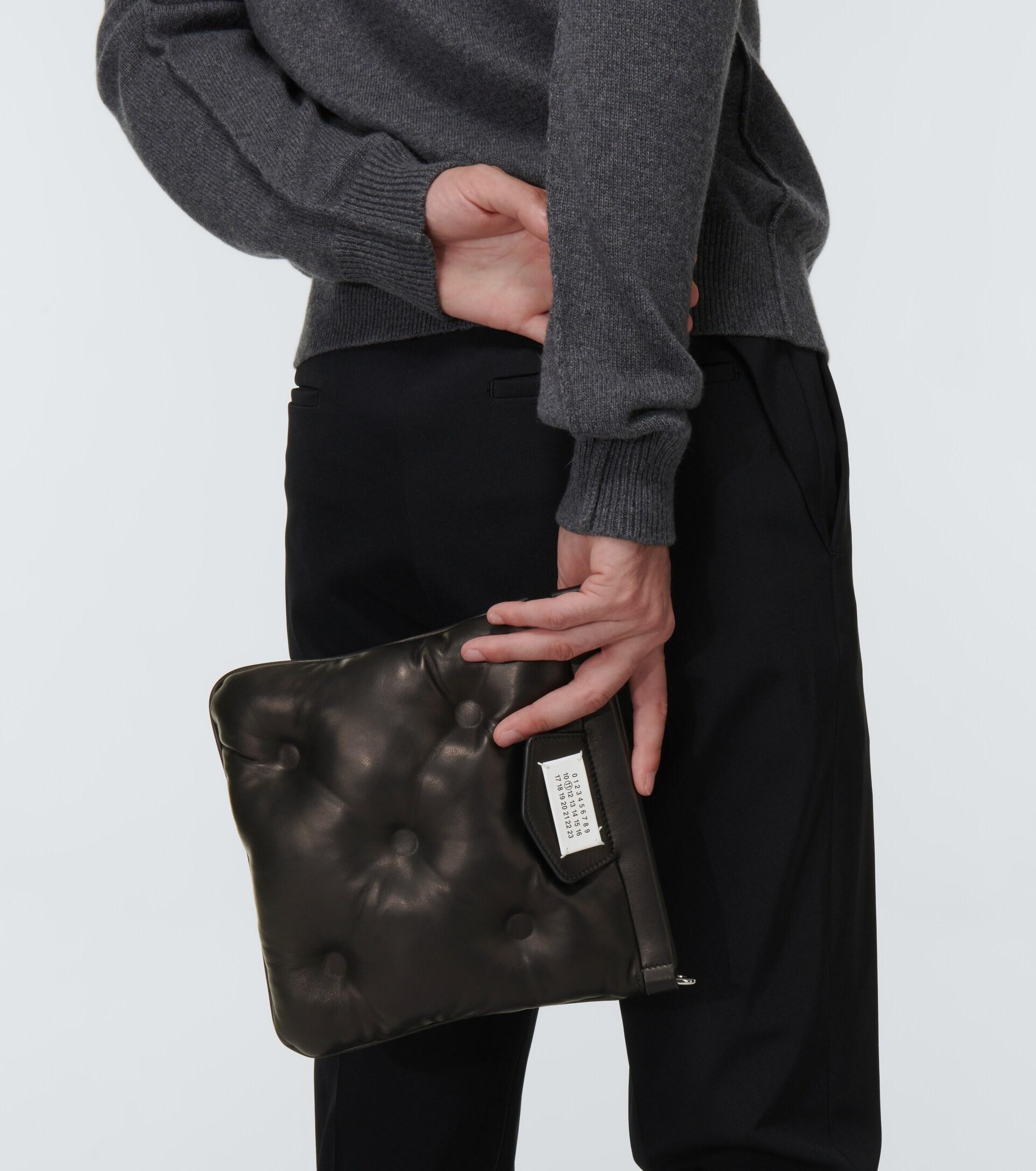 Maison Margiela Glam Slam Flat Leather Shoulder Bag in Black for