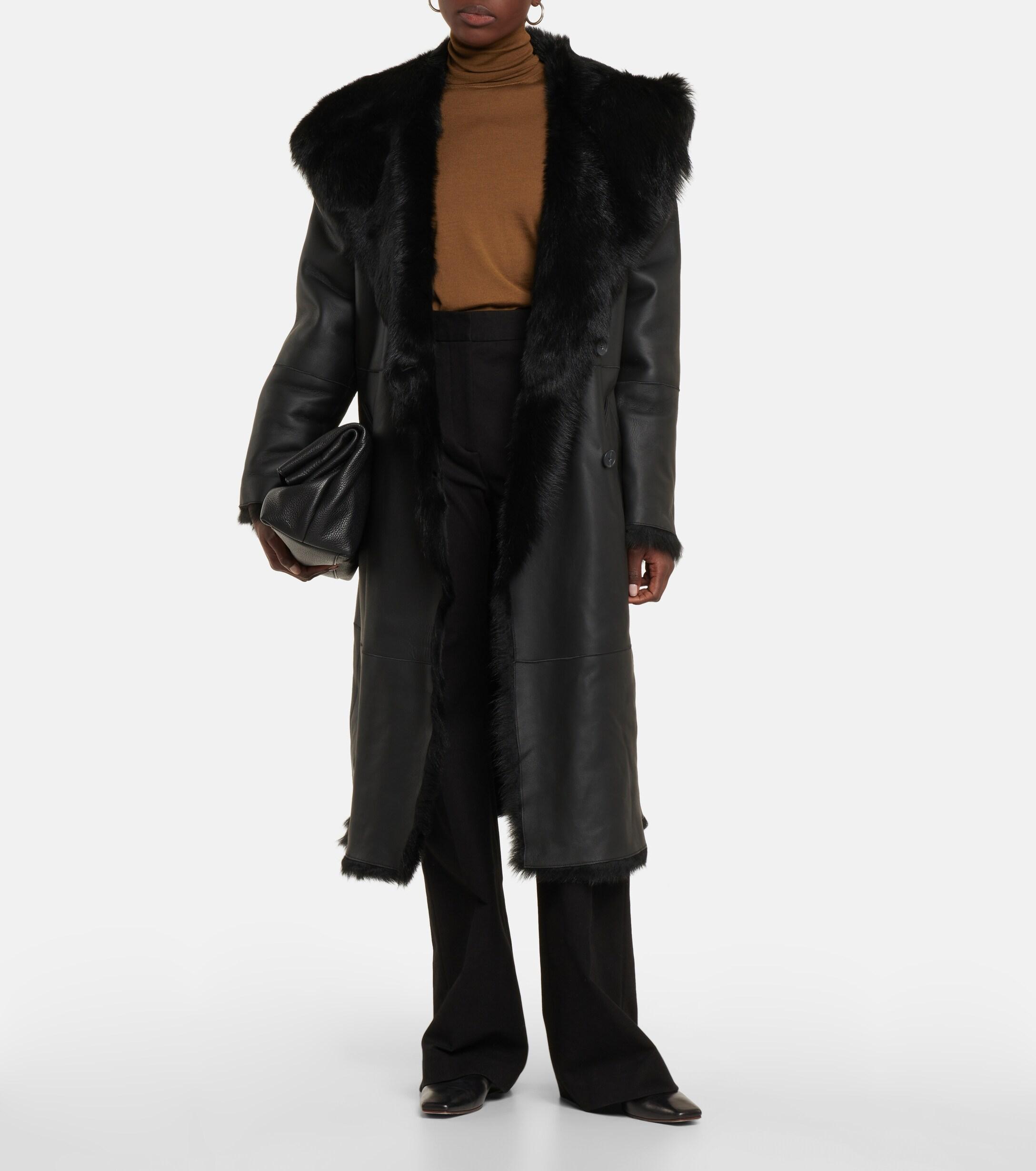 joseph shearling coat black