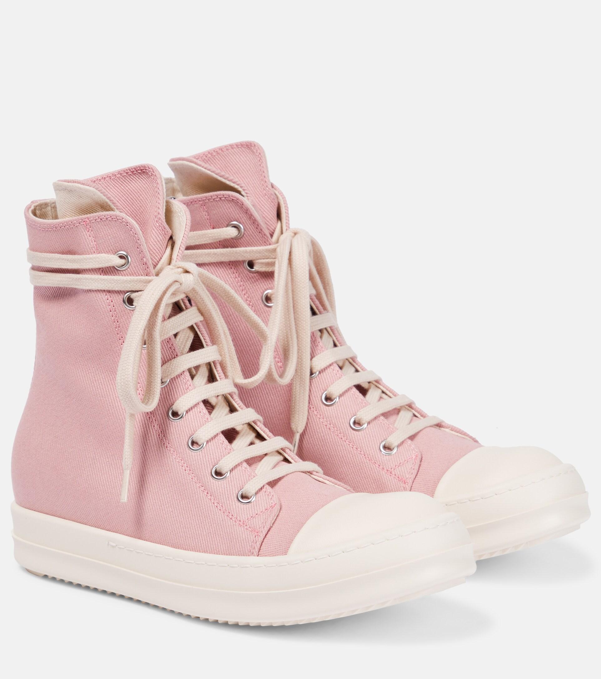 Rick Owens High-top Denim Sneakers in Pink | Lyst