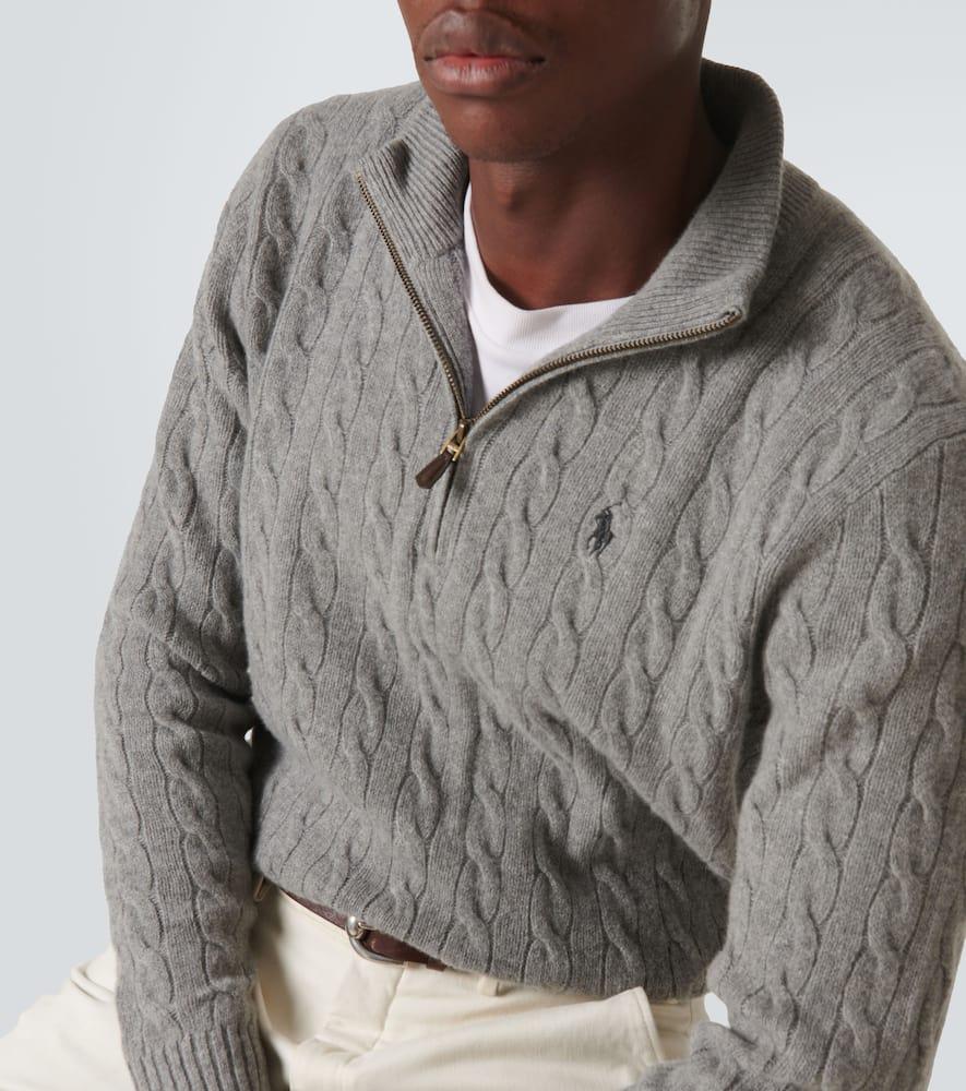 Polo Ralph Lauren Cable-Knit Wool And Cashmere Half-Zip Sweater in