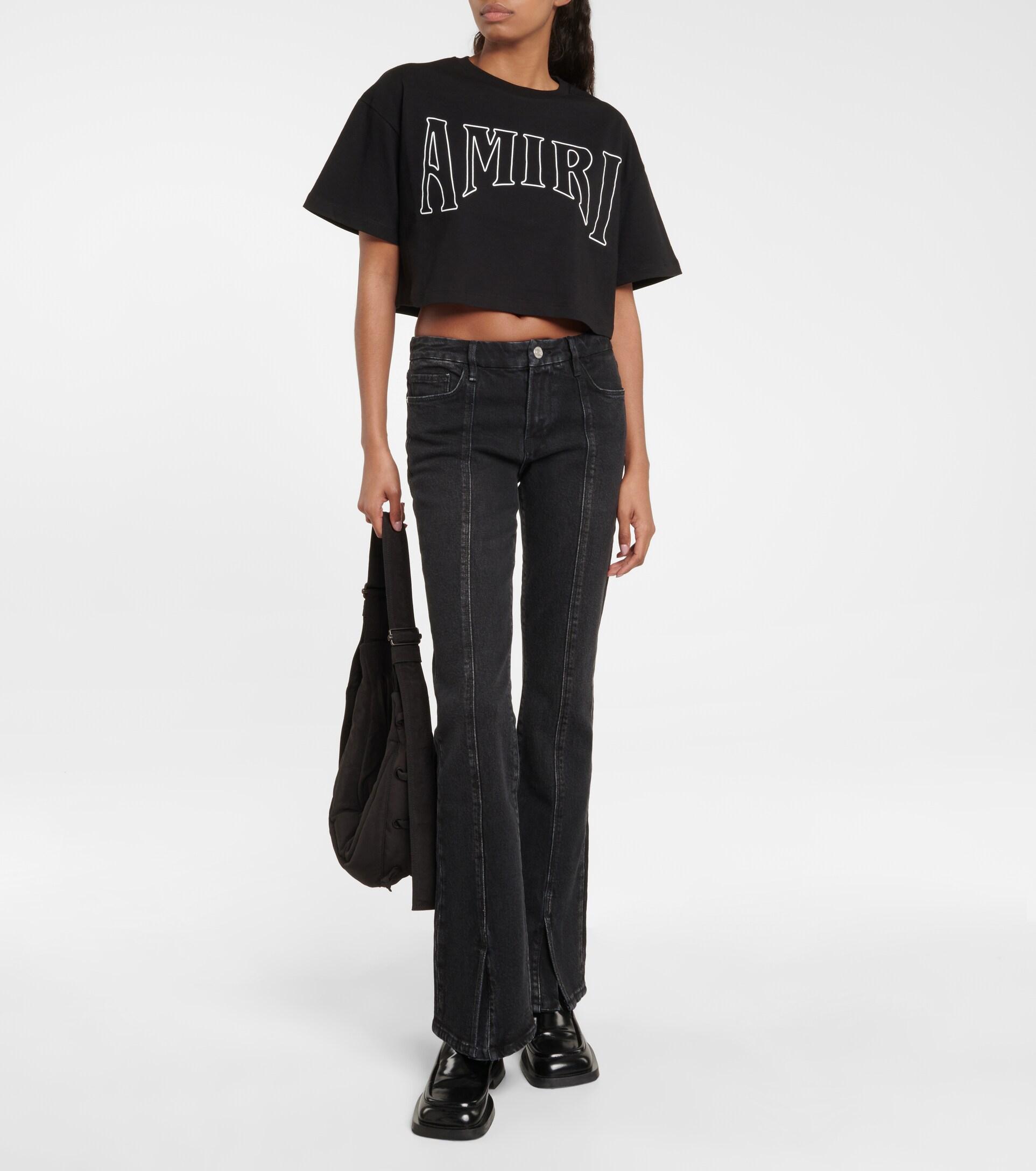Tシャツ・カットソー Amiri Crop T-shirt AMIRI embroidered-logo Cropped T-shirt | Black | FARFETCH
