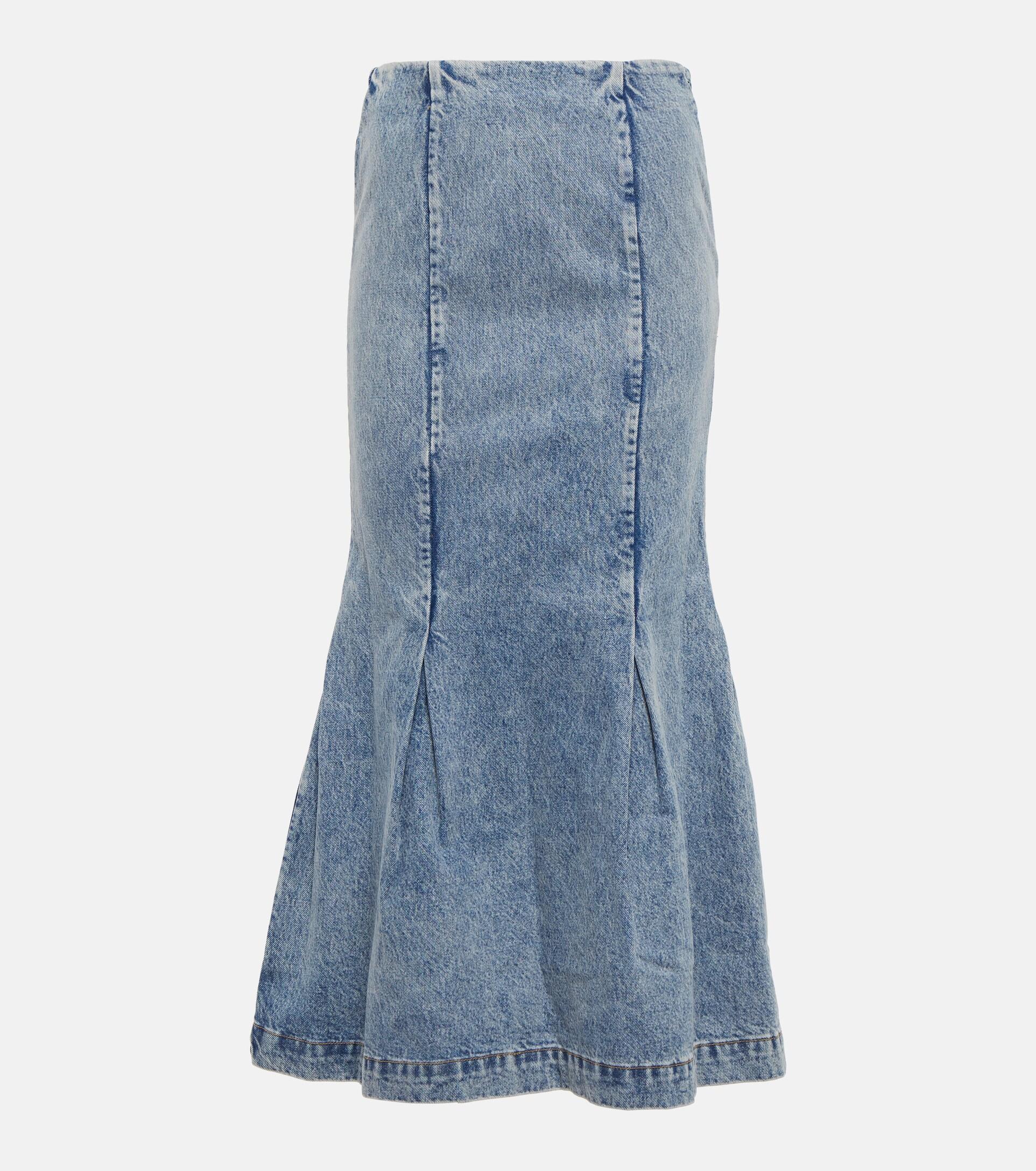 Khaite Levine Seam-detail Denim Midi Skirt in Blue | Lyst