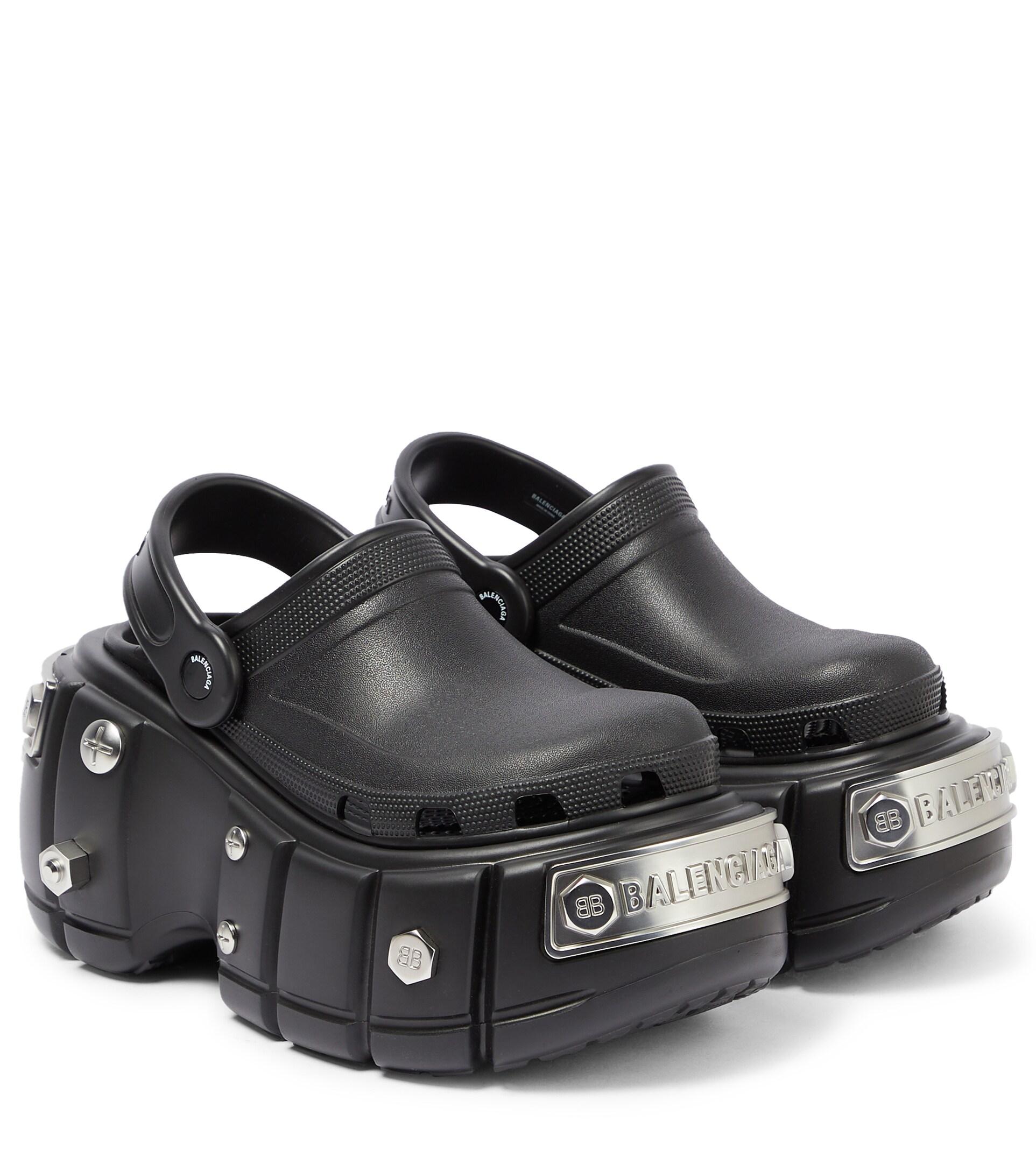 Balenciaga X Crocs Embellished Platform Clogs in Black | Lyst