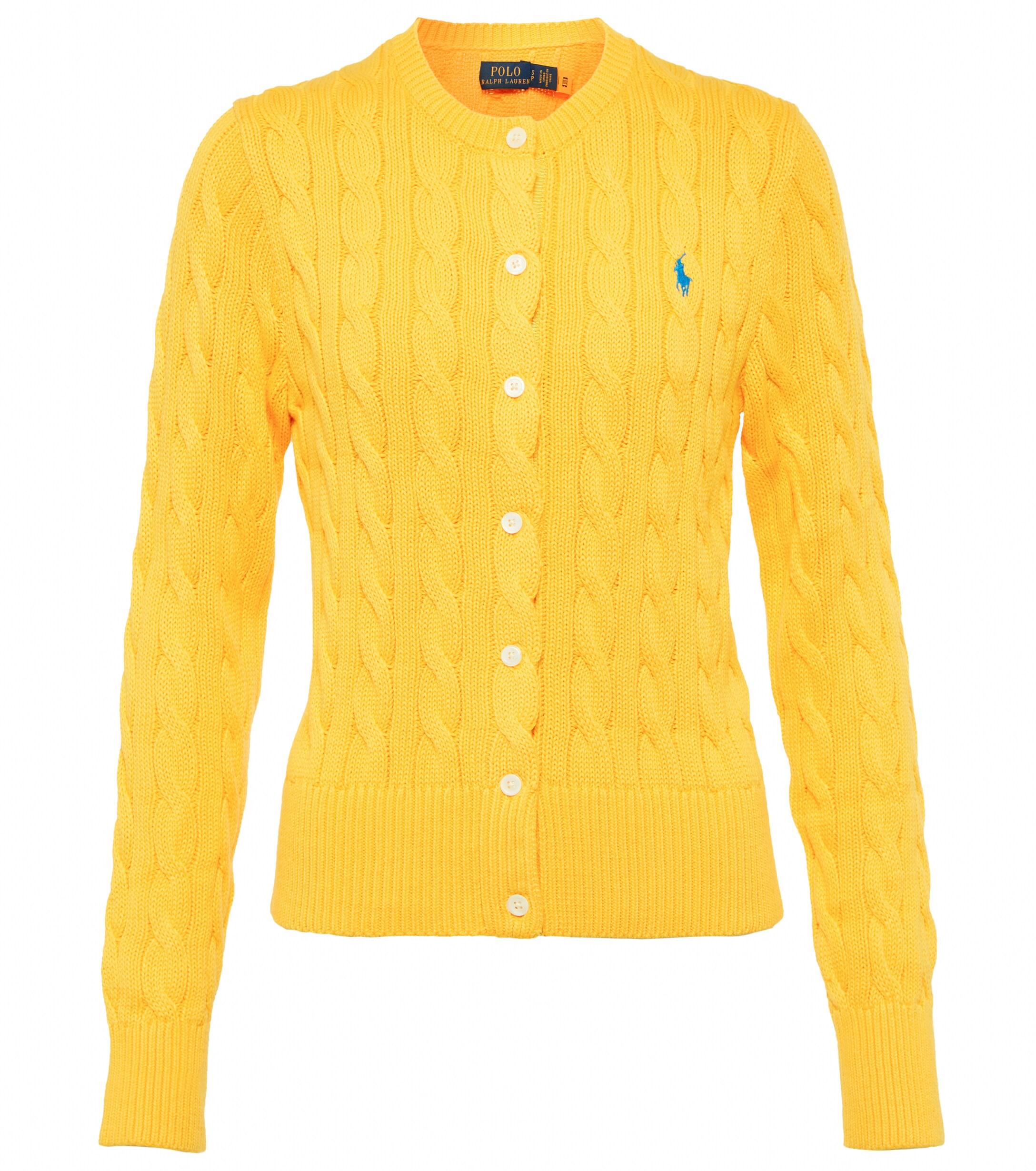 Polo Ralph Lauren Cable-knit Cotton Cardigan in Yellow | Lyst UK