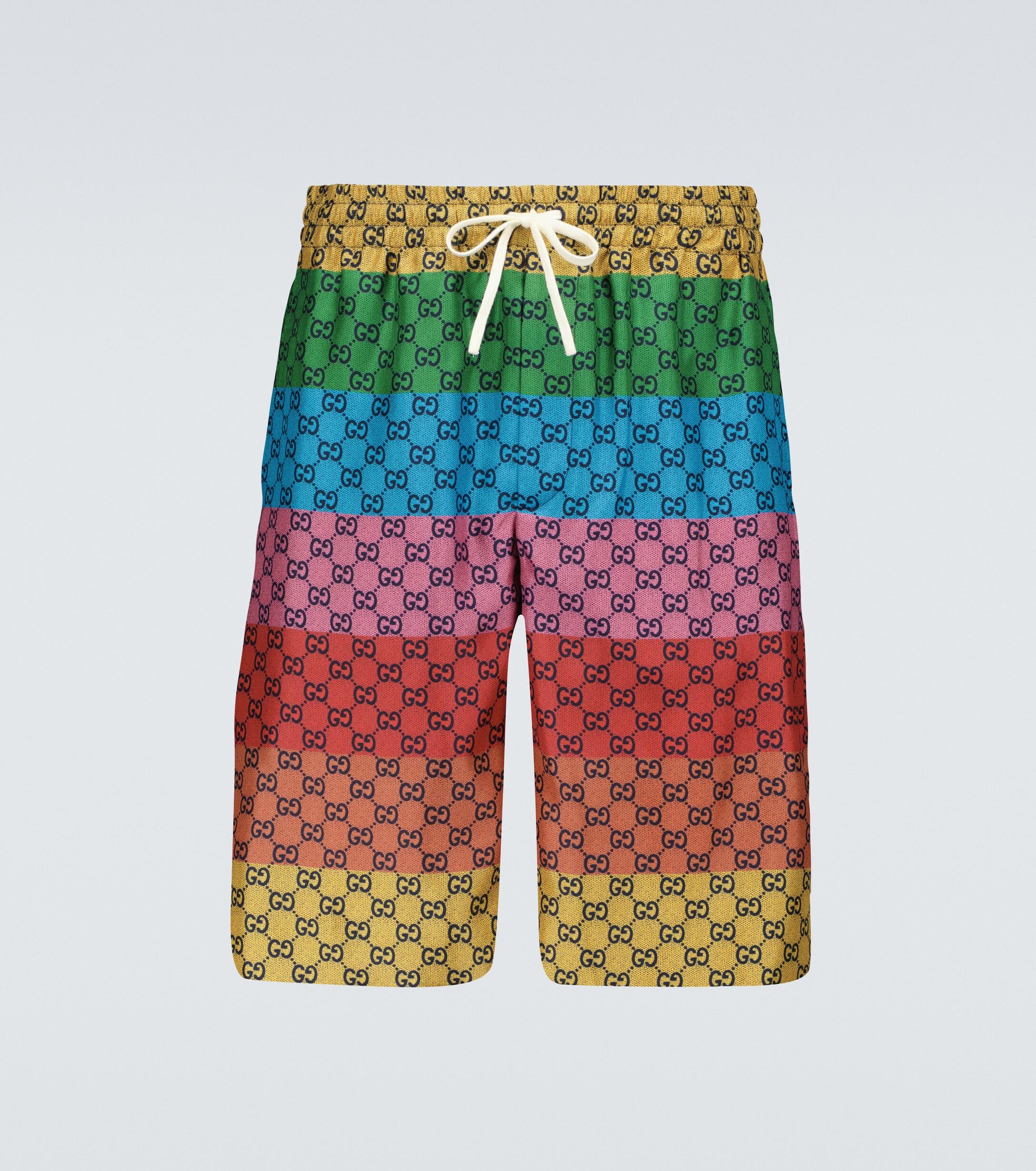Gucci GG Multicolor Silk Twill Shorts for Men | Lyst