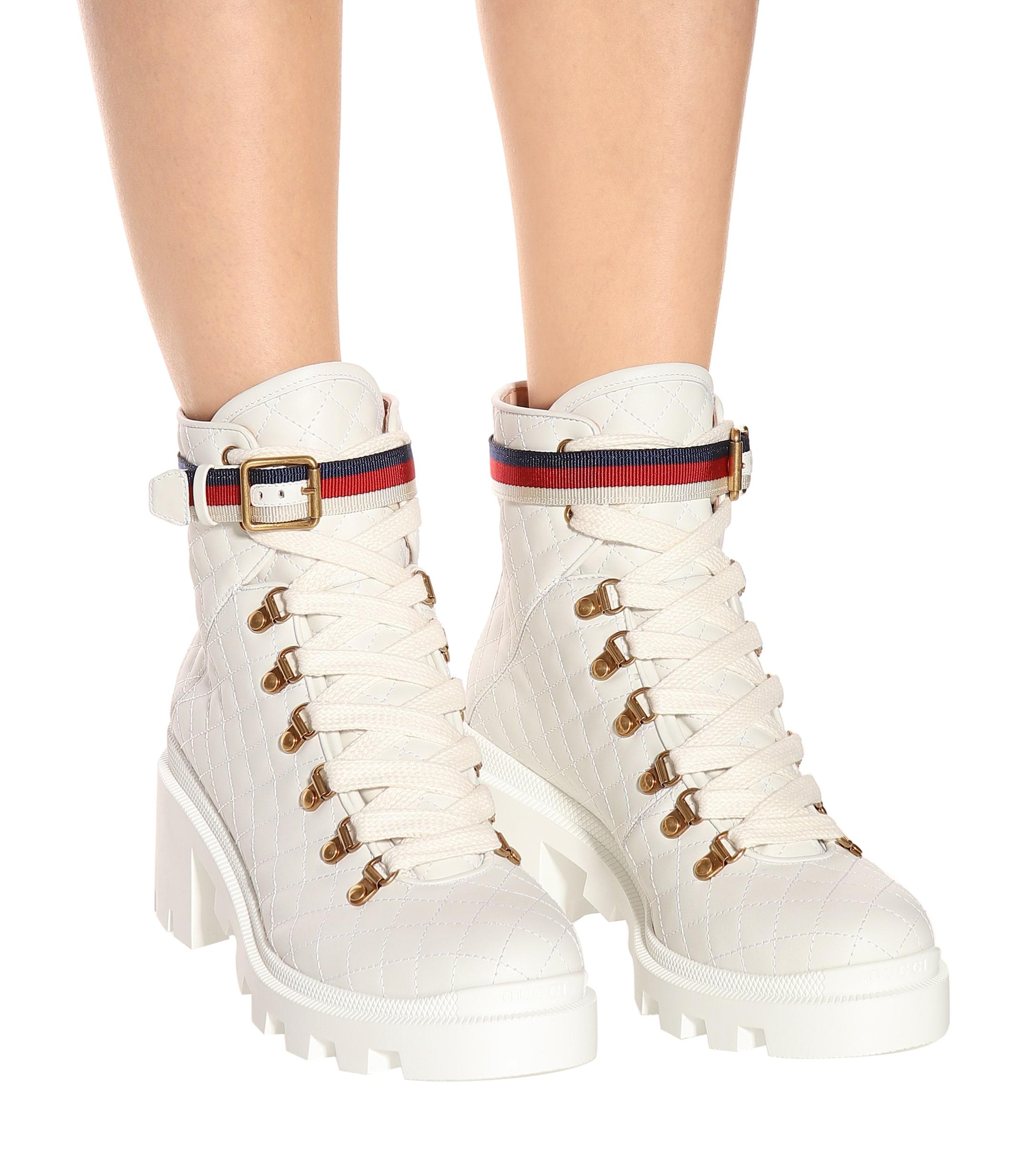 Gucci Heeled Ankle Boots in White | Lyst