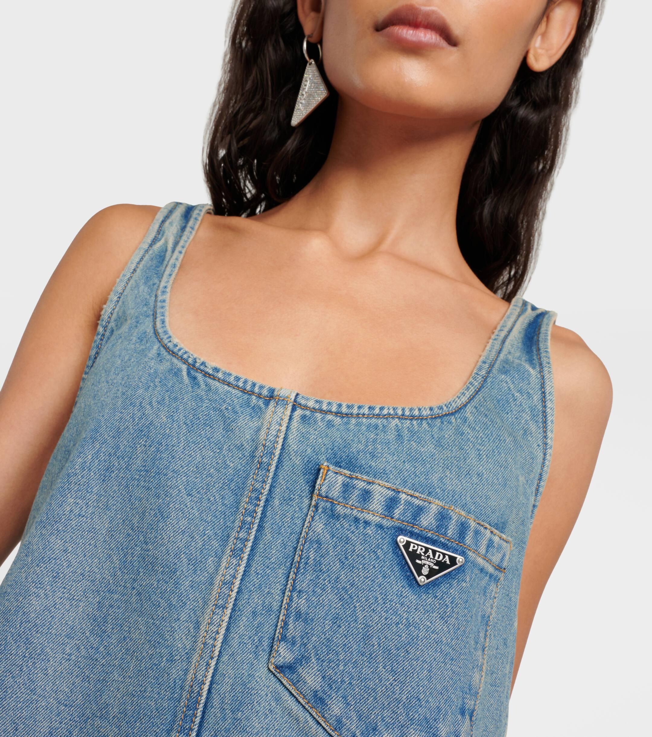 Prada Denim Playsuit in Blue | Lyst UK