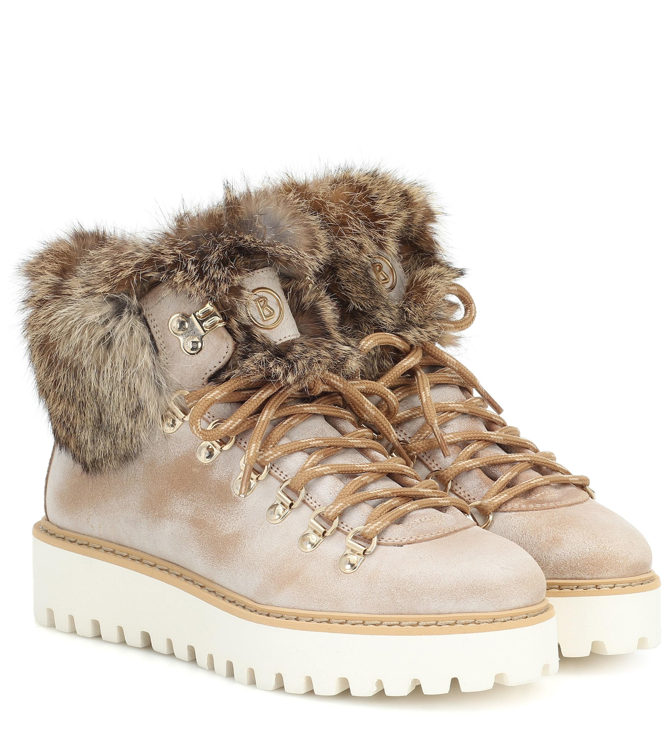 Bogner Oslo Fur-trimmed Leather Snow Boots in Beige (Natural) - Lyst