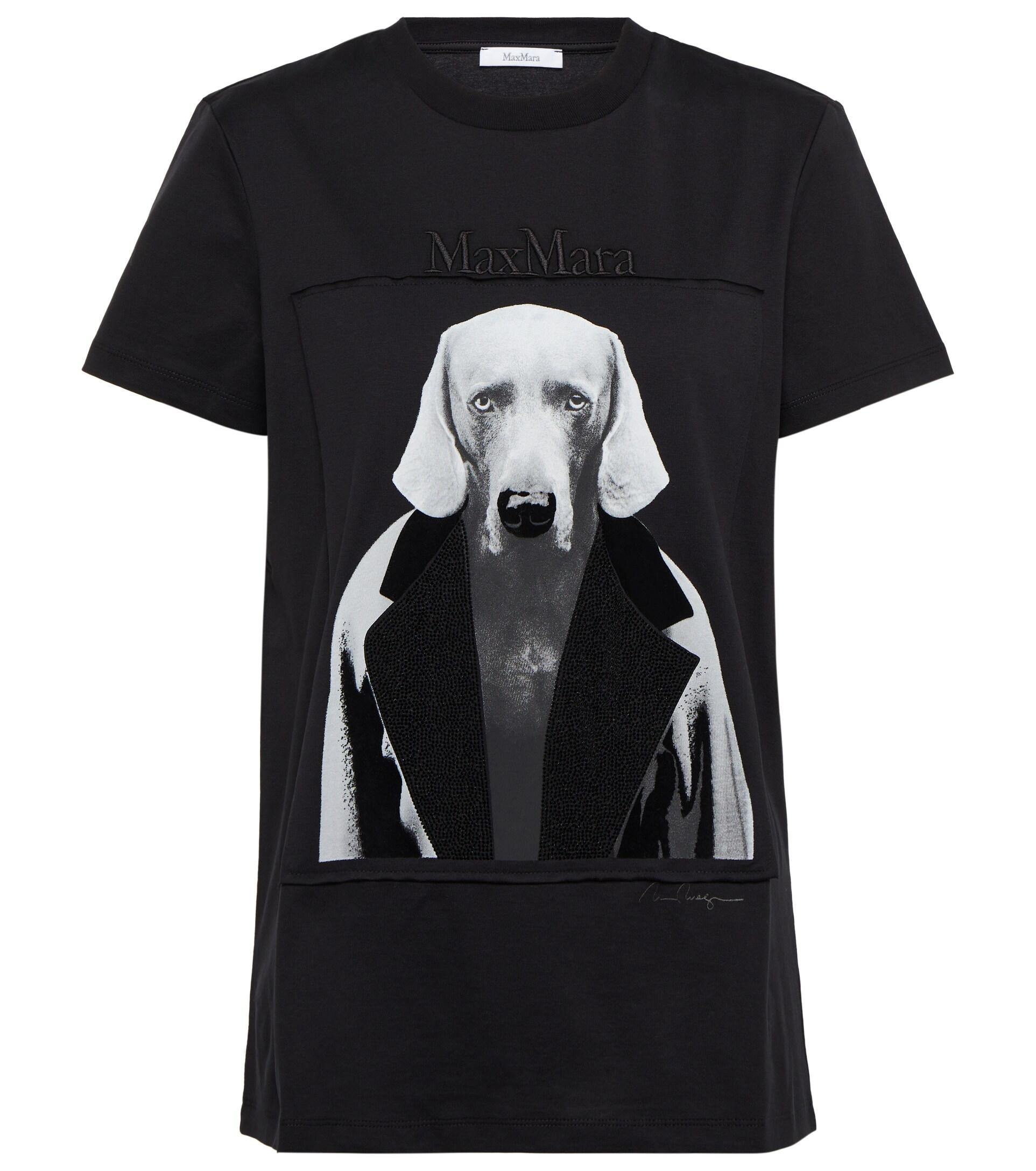 Max Mara Dogstar Cotton Jersey T-shirt in Black | Lyst