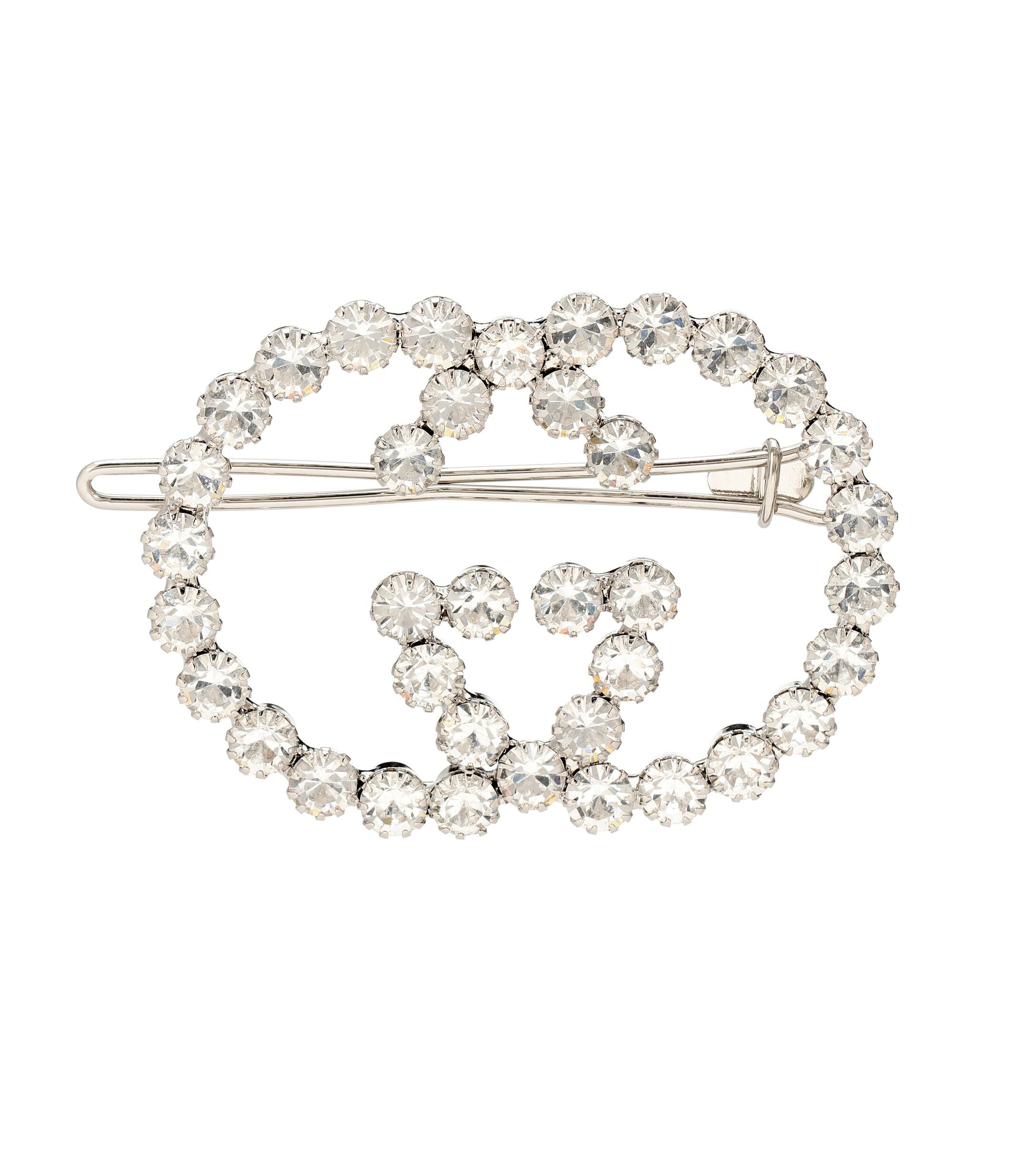 Gucci GG Crystal Hair Clip in Metallic Lyst