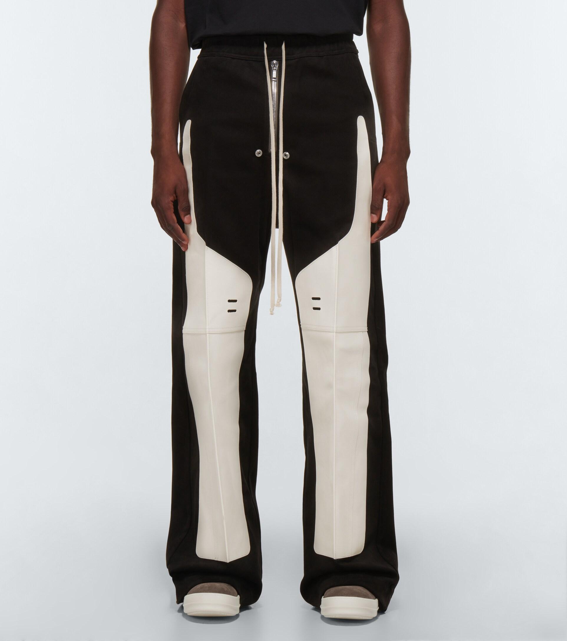 Rick Owens Geth Belas Leather-paneled Pants in Black for Men | Lyst