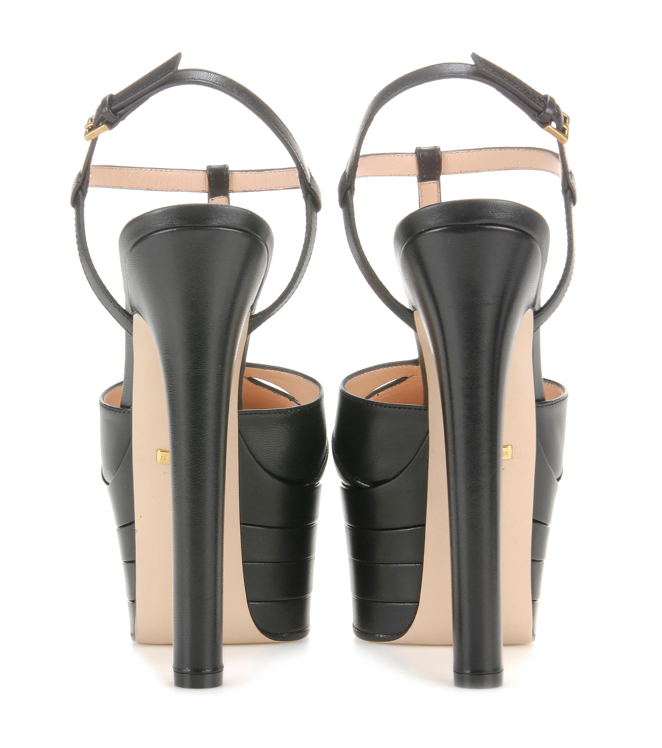 gucci angel leather platform pumps