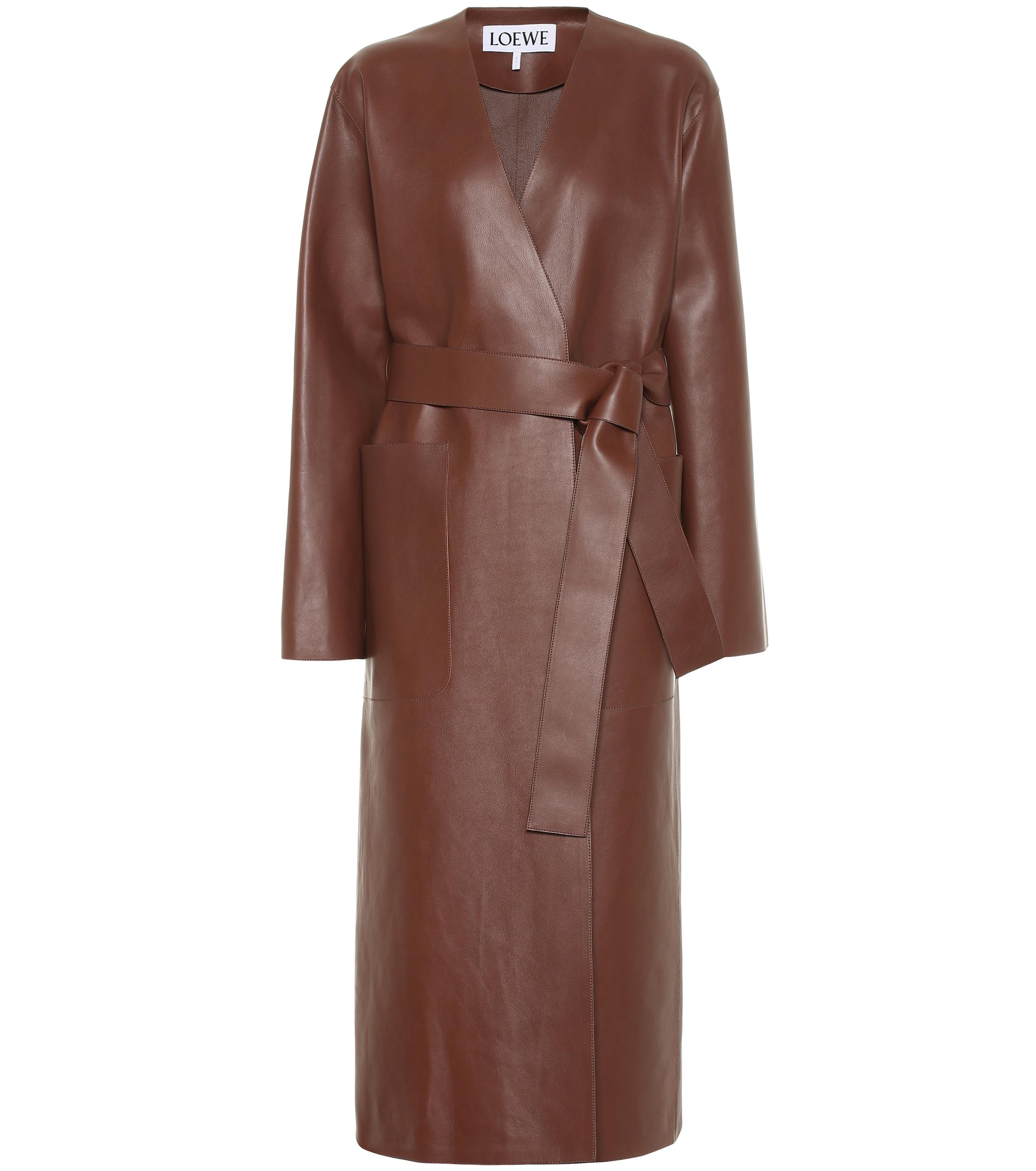 Loewe Leather Coat in Dark Brown (Brown) - Save 70% - Lyst
