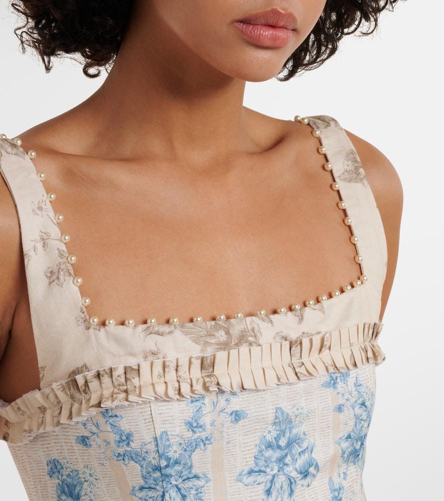 ☆AGUA by AGUA BENDITA☆ リネン刺繍マキシドレス・Barbara♪ AGUA BY AGUA BENDITA Barbara pleated bead-embellished floral