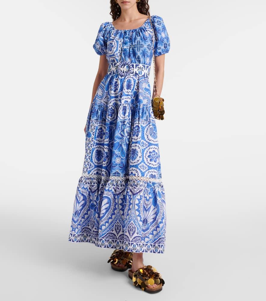chinese dress ladies Blue Tile Dream Maxi Dress  FARM Rio