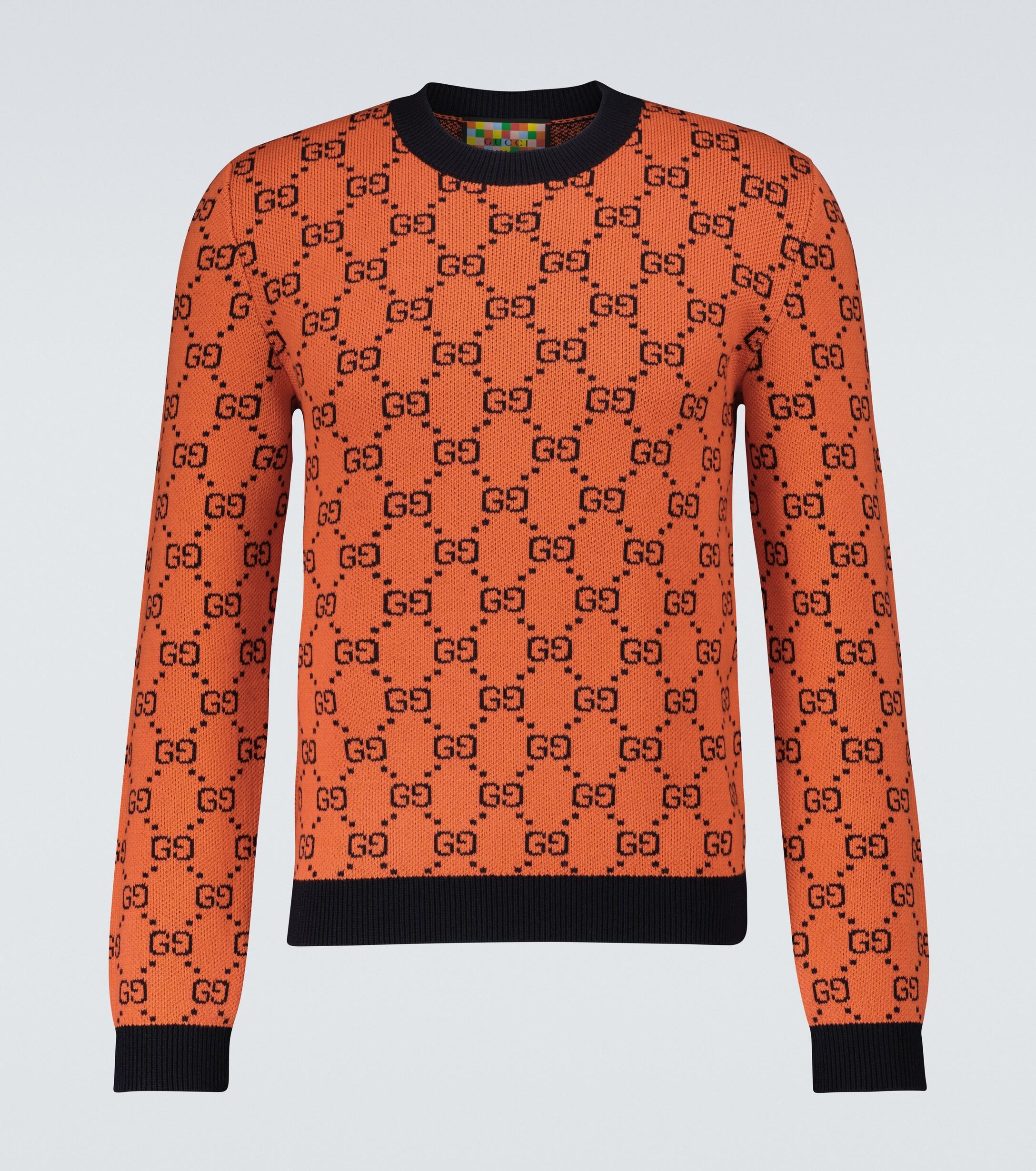 Gucci GG Multicolor Crewneck Sweater in Orange for Men | Lyst