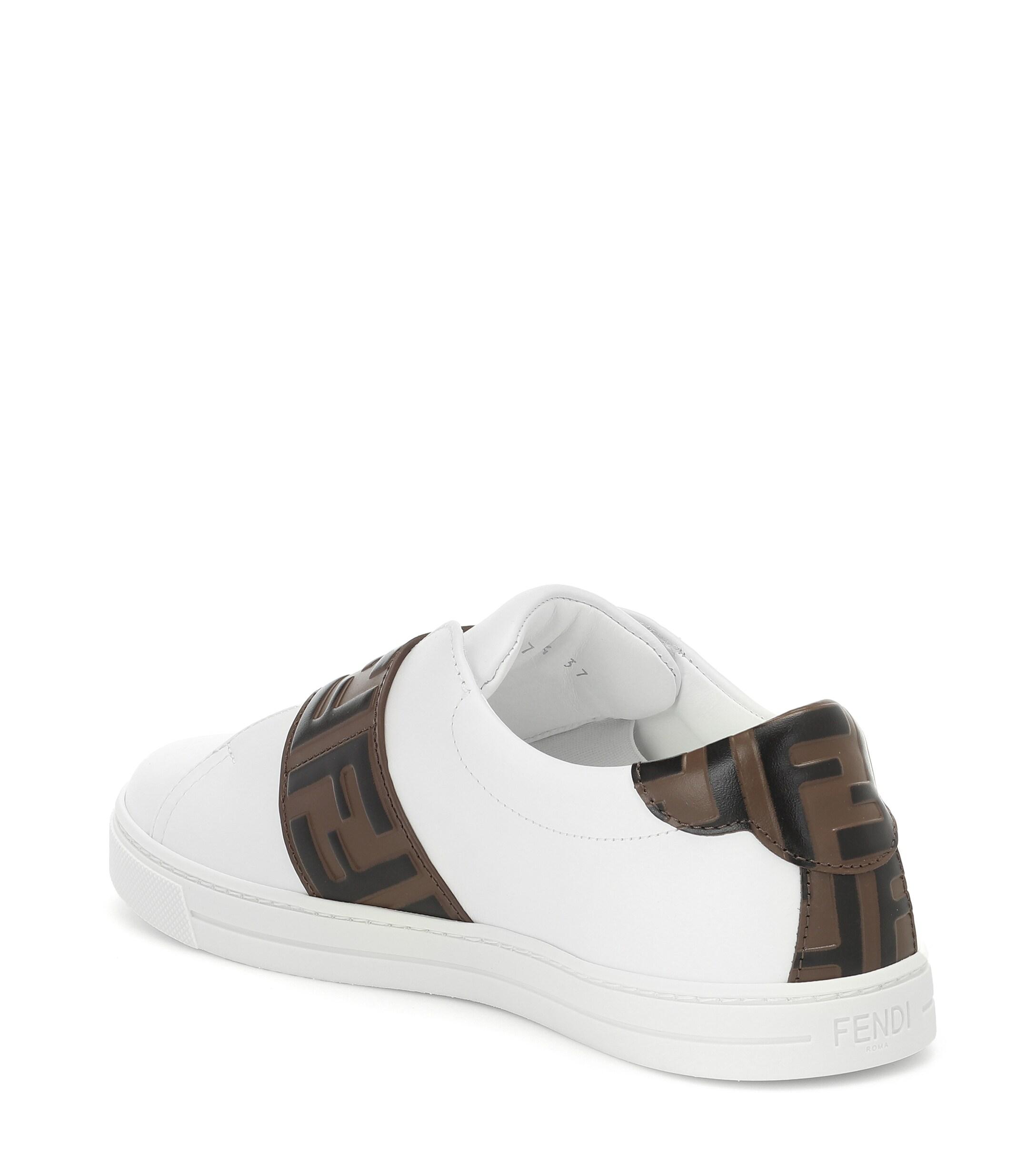 Fendi Leather Buckled Ff Motif Sneakers in White - Save 54% - Lyst