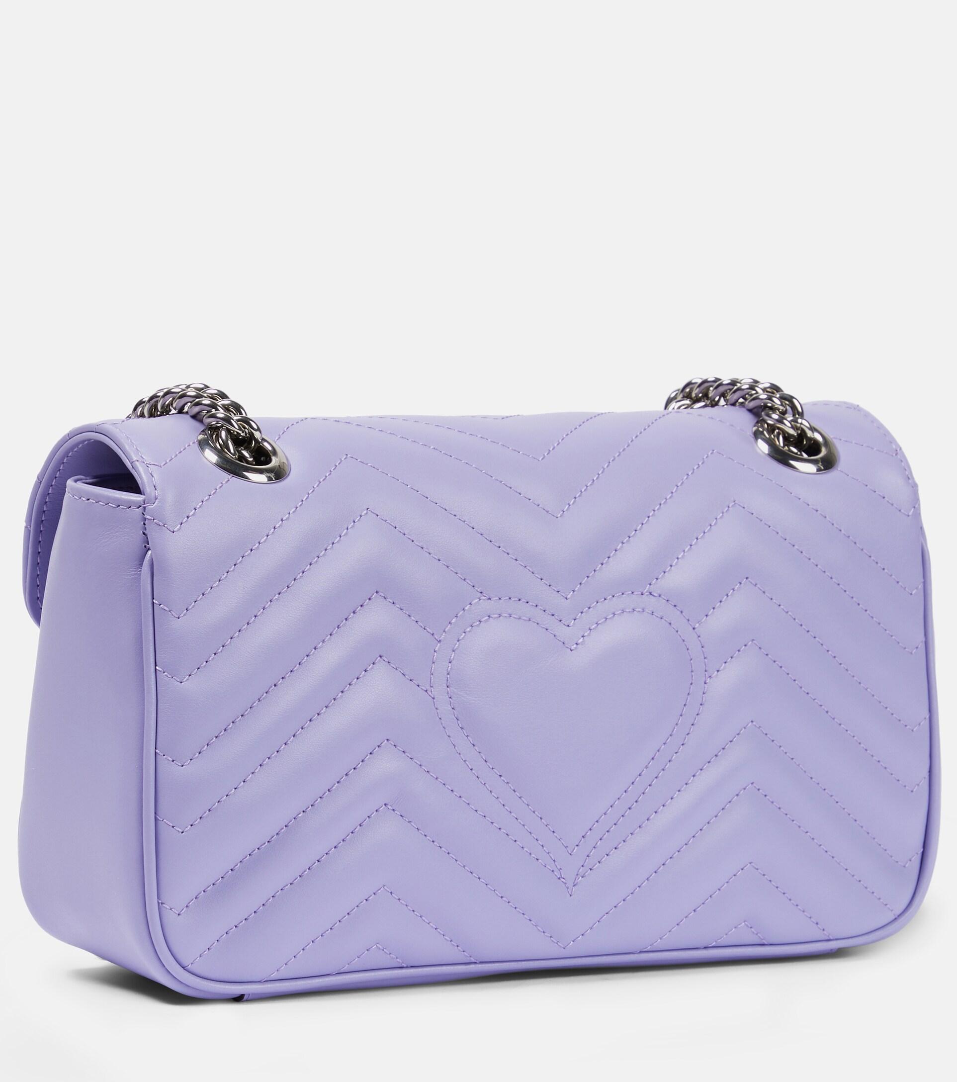 Gucci Purple Matelassé Leather Marmont Shoulder Bag Small QFB1BI1LU9000