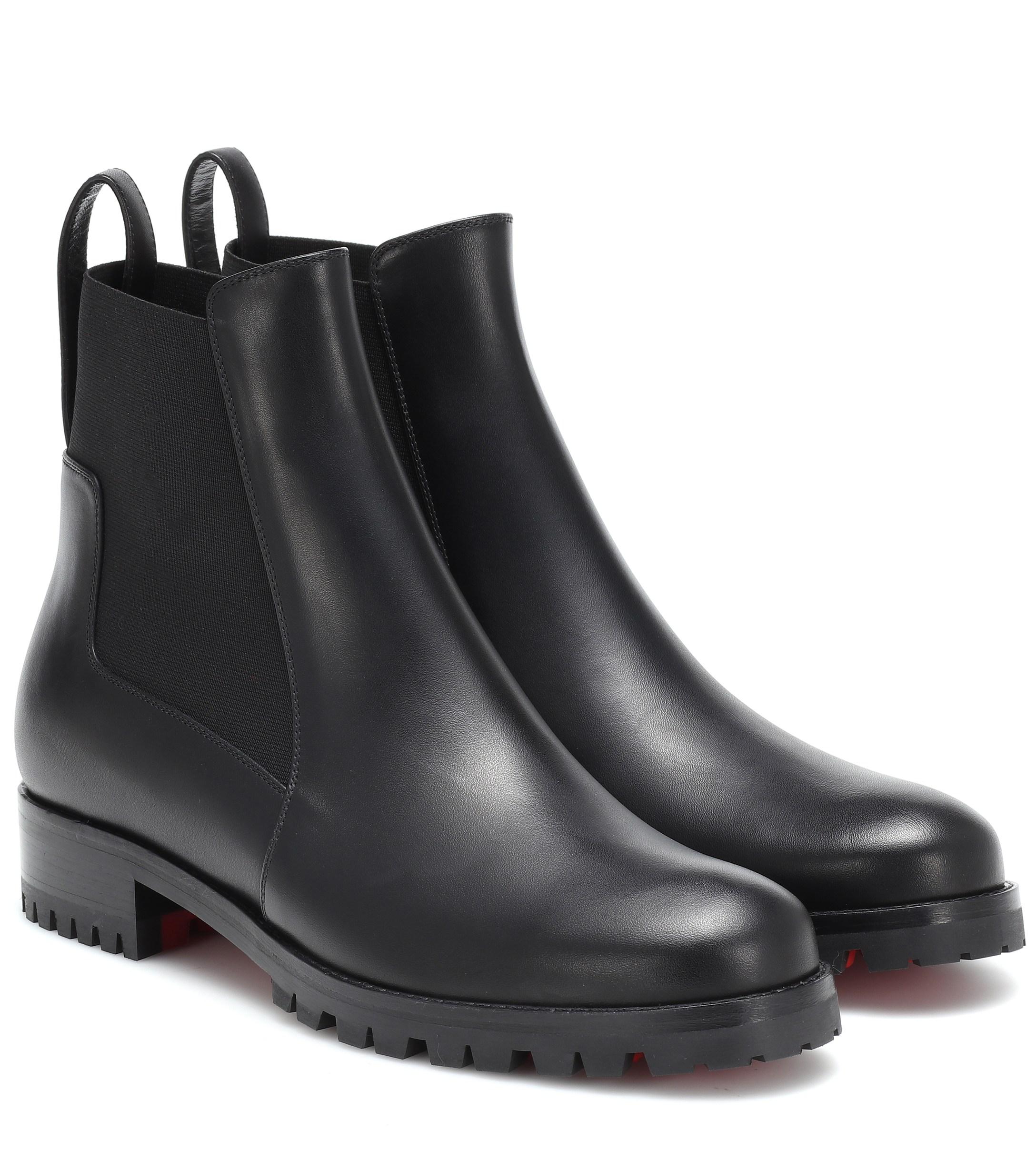 black leather louboutin boots