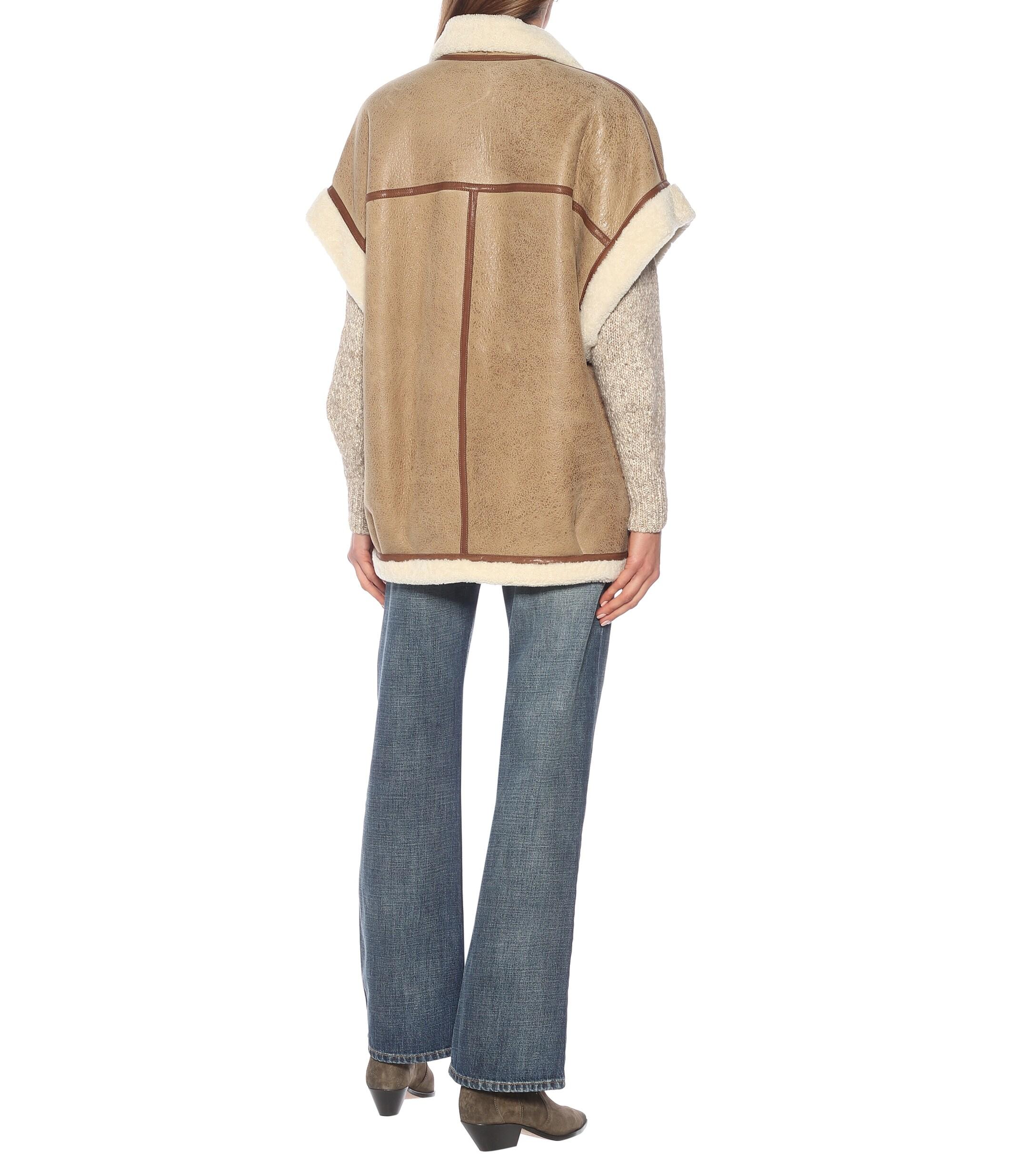 Étoile Isabel Marant Adelia Leather And Shearling Vest in Beige