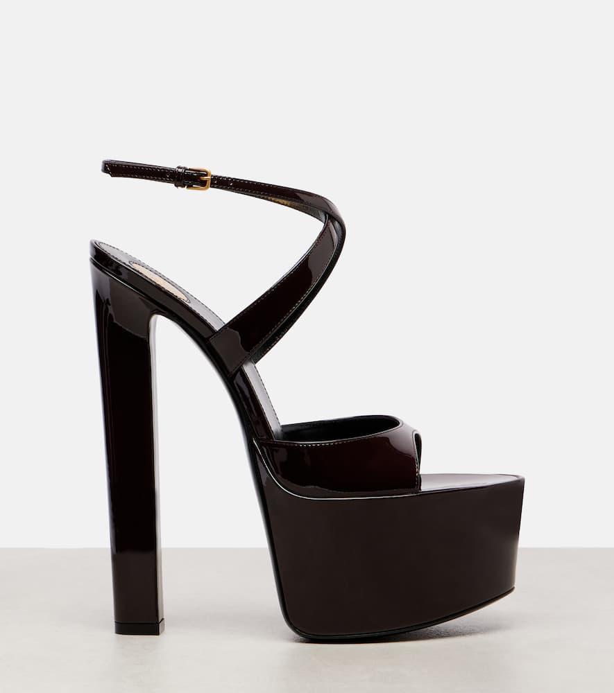 サンダル・ミュール Saint Laurent Sandalo Con Tacco Sandali Tribute 135 in vernice con plateau in Beige - Saint