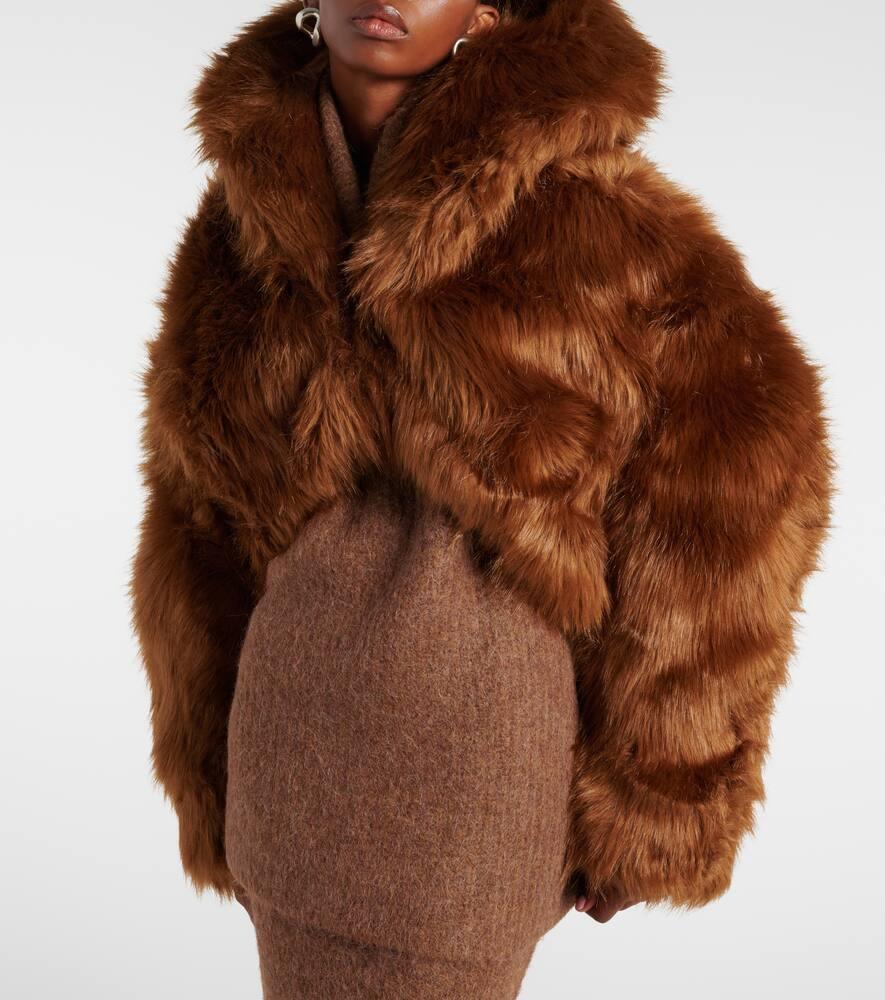 Entire studios Vicinity Cropped Faux Fur Jacket in Brown | Lyst UK